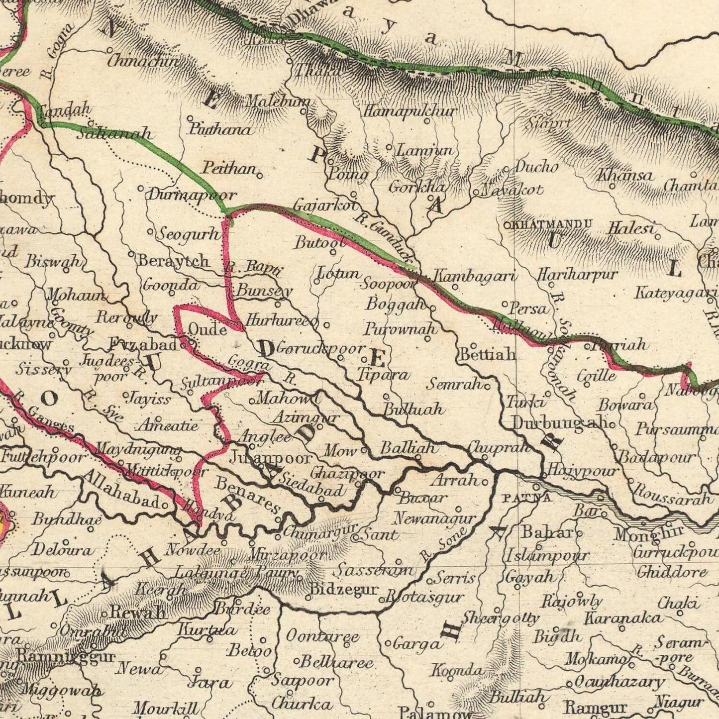 detail of the map from the centre 