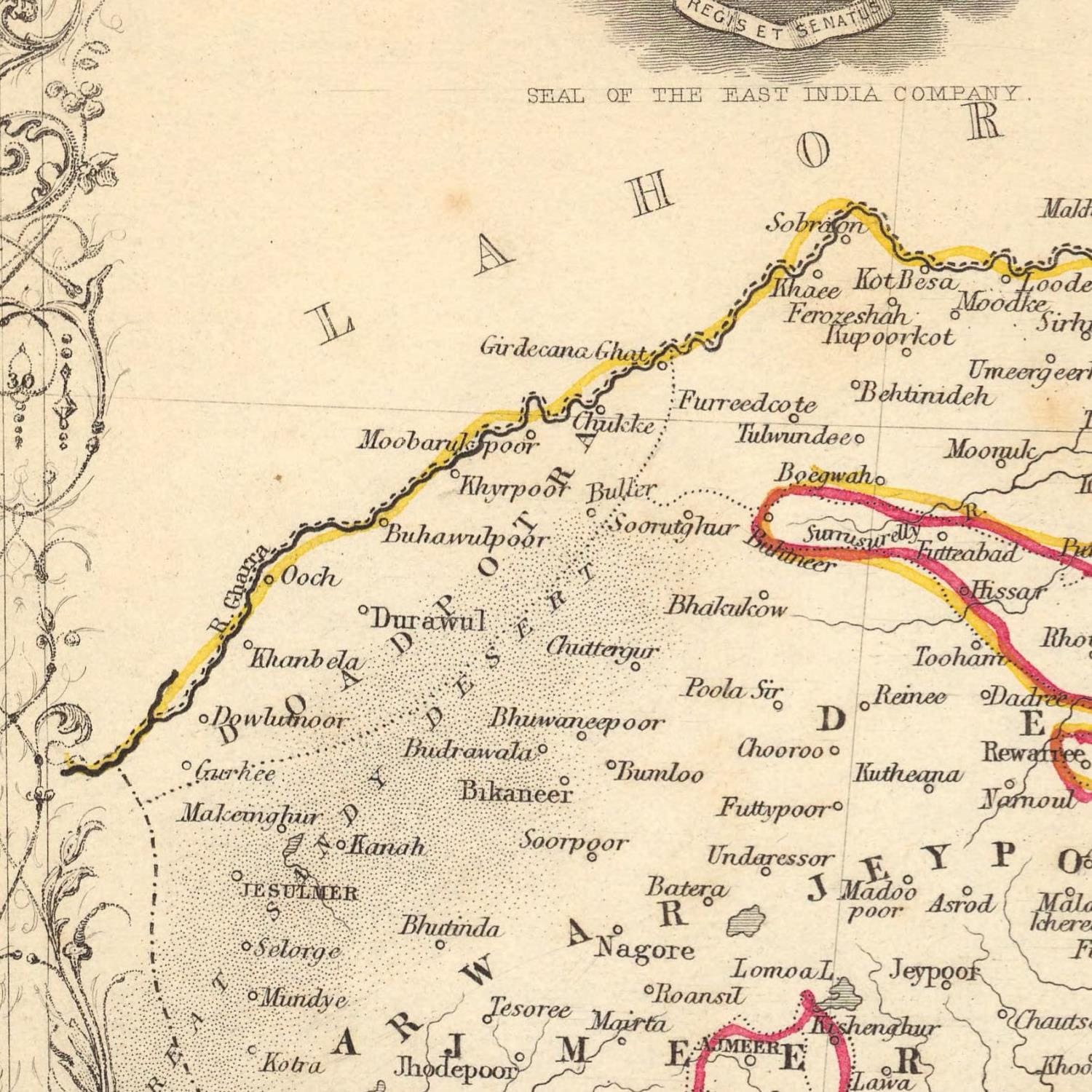 detail of the map from the centre 