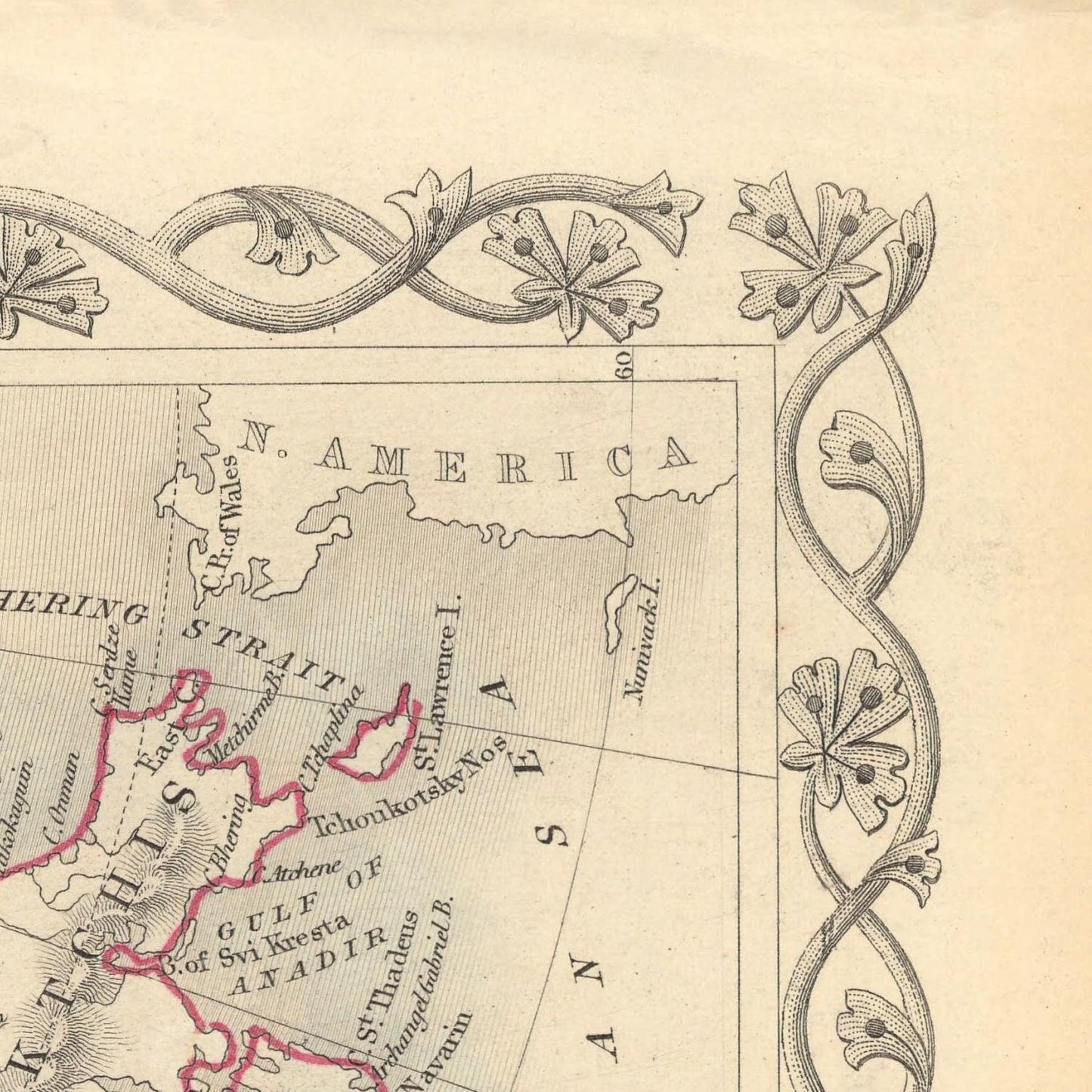 detail of the map from the top right corner