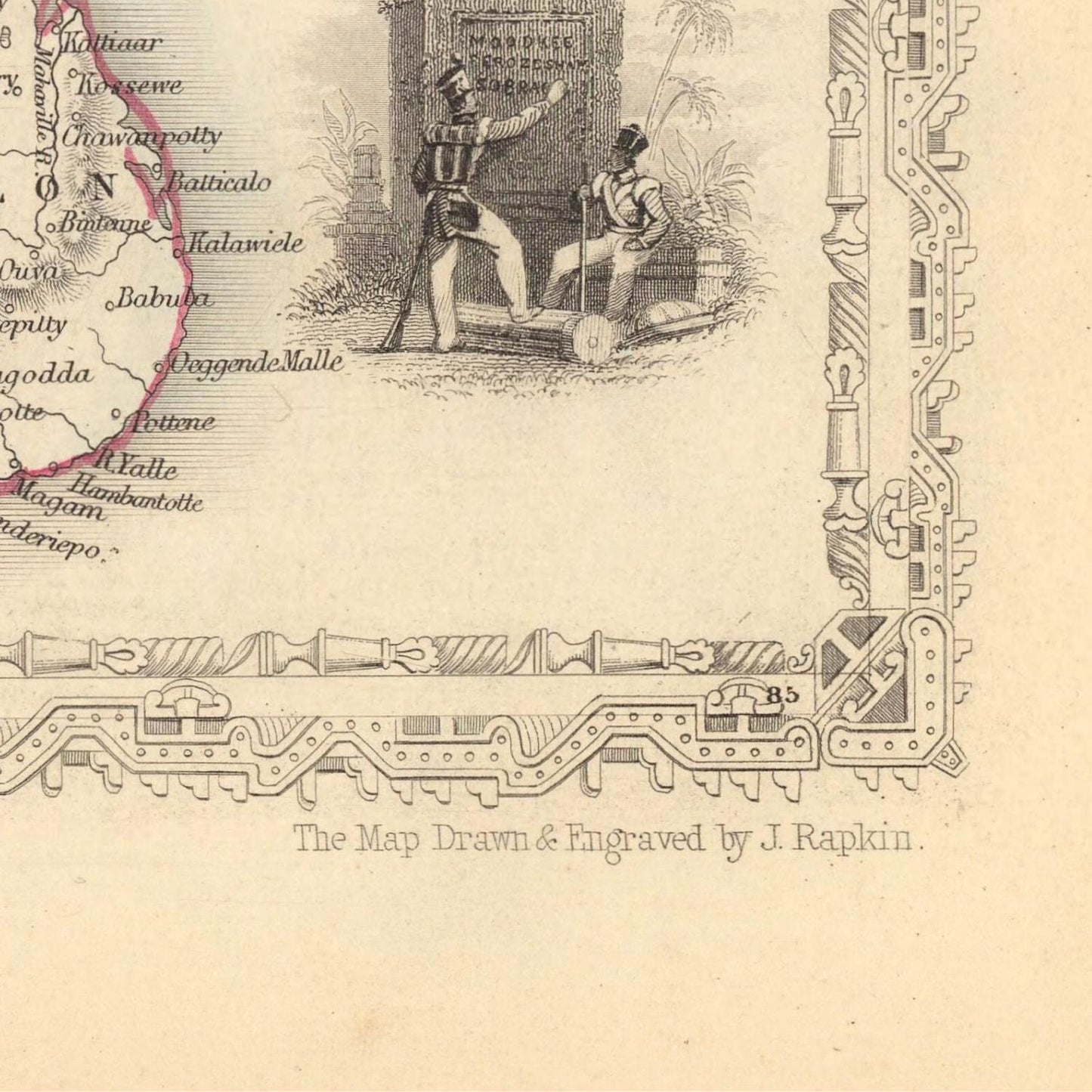 detail of the map from the bottom right corner