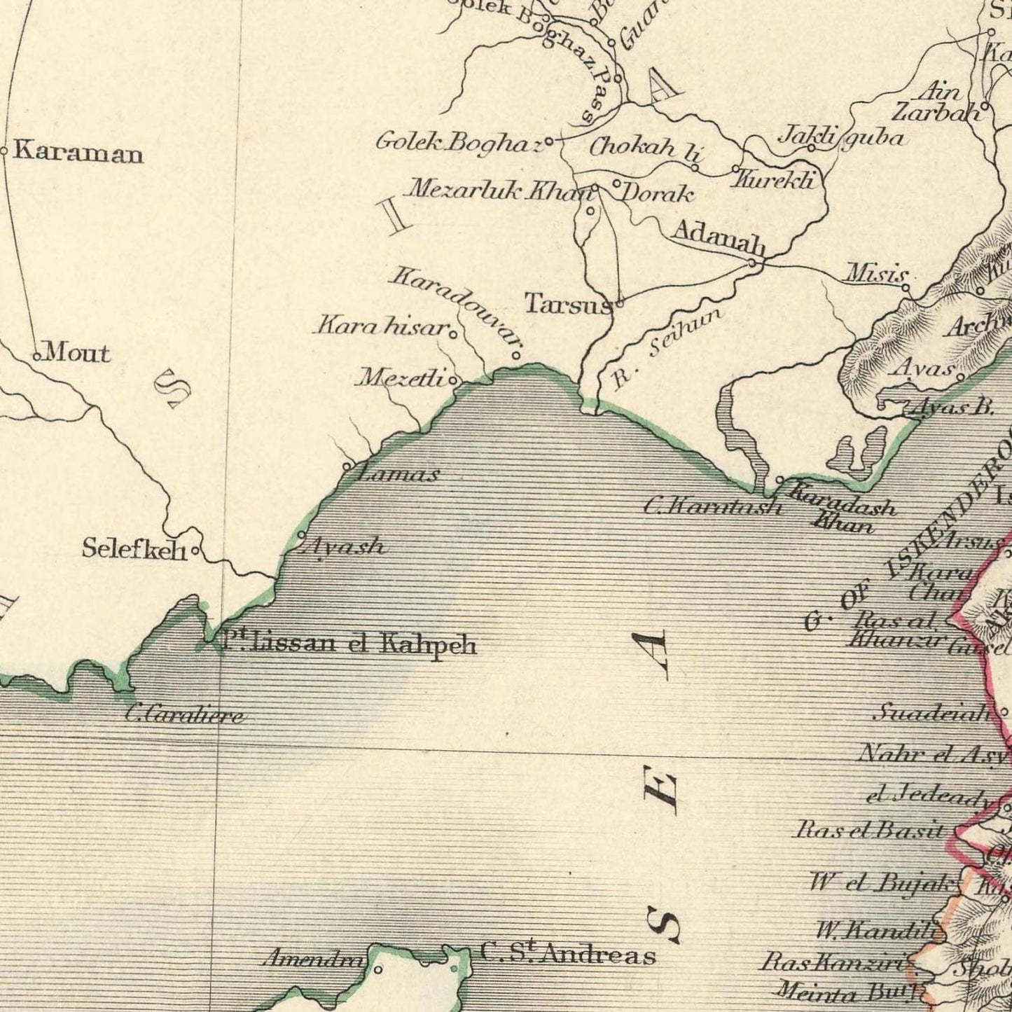 detail of the map from the centre left