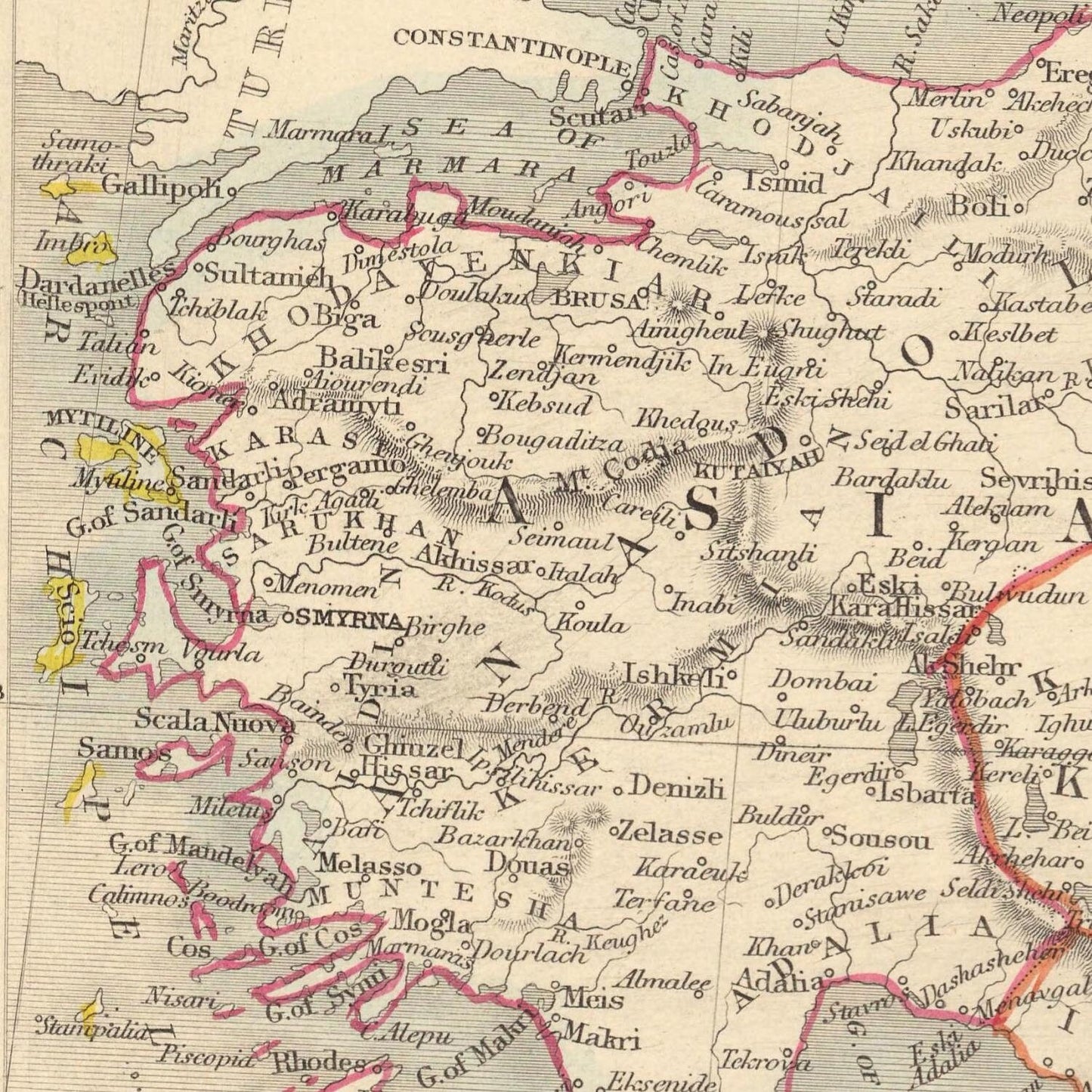 detail of the map from the centre left