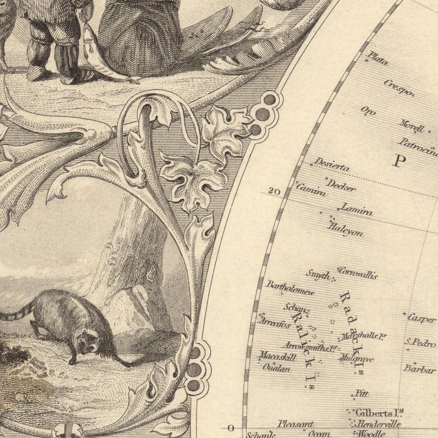 detail of the map from the centre left