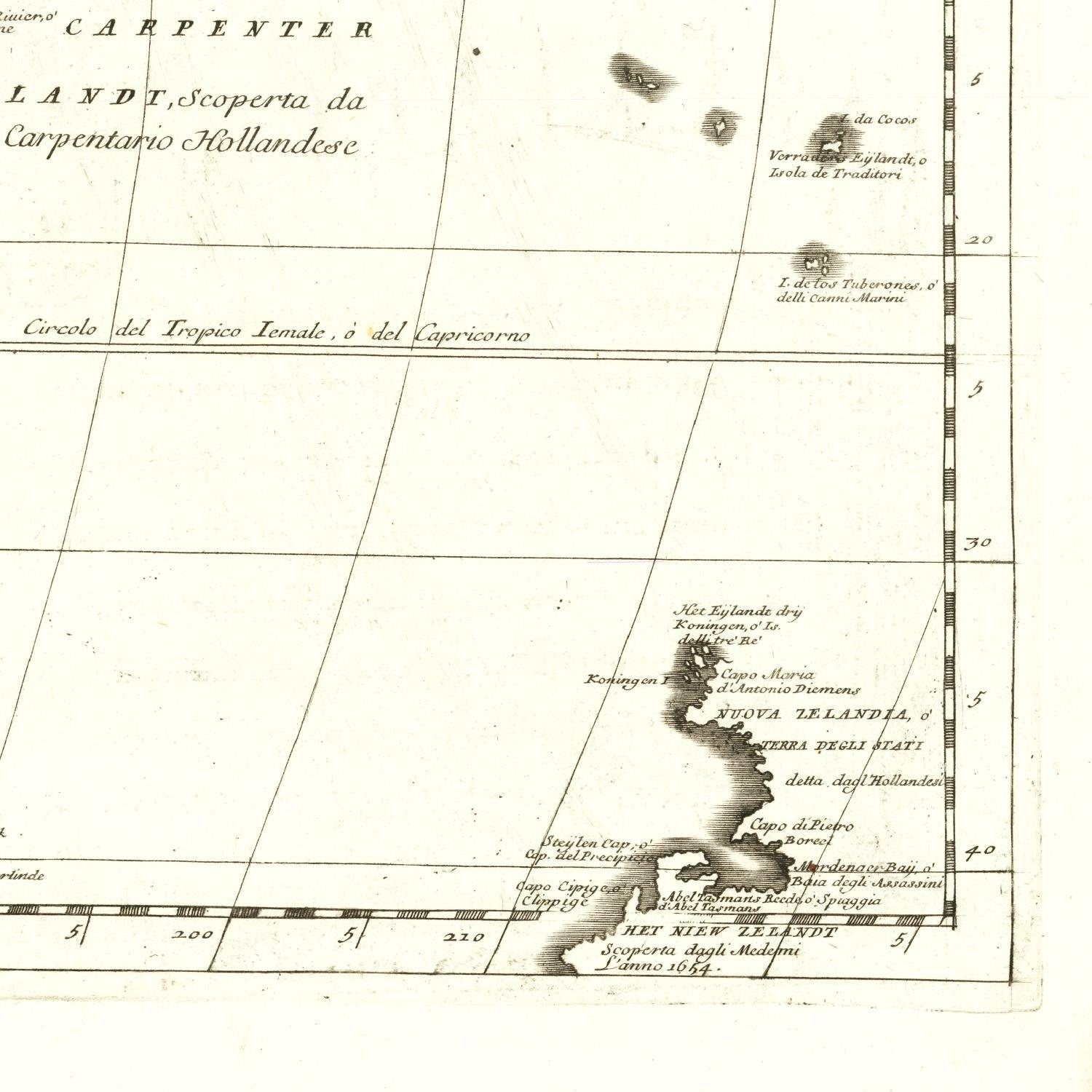 detail of the map from the bottom right corner