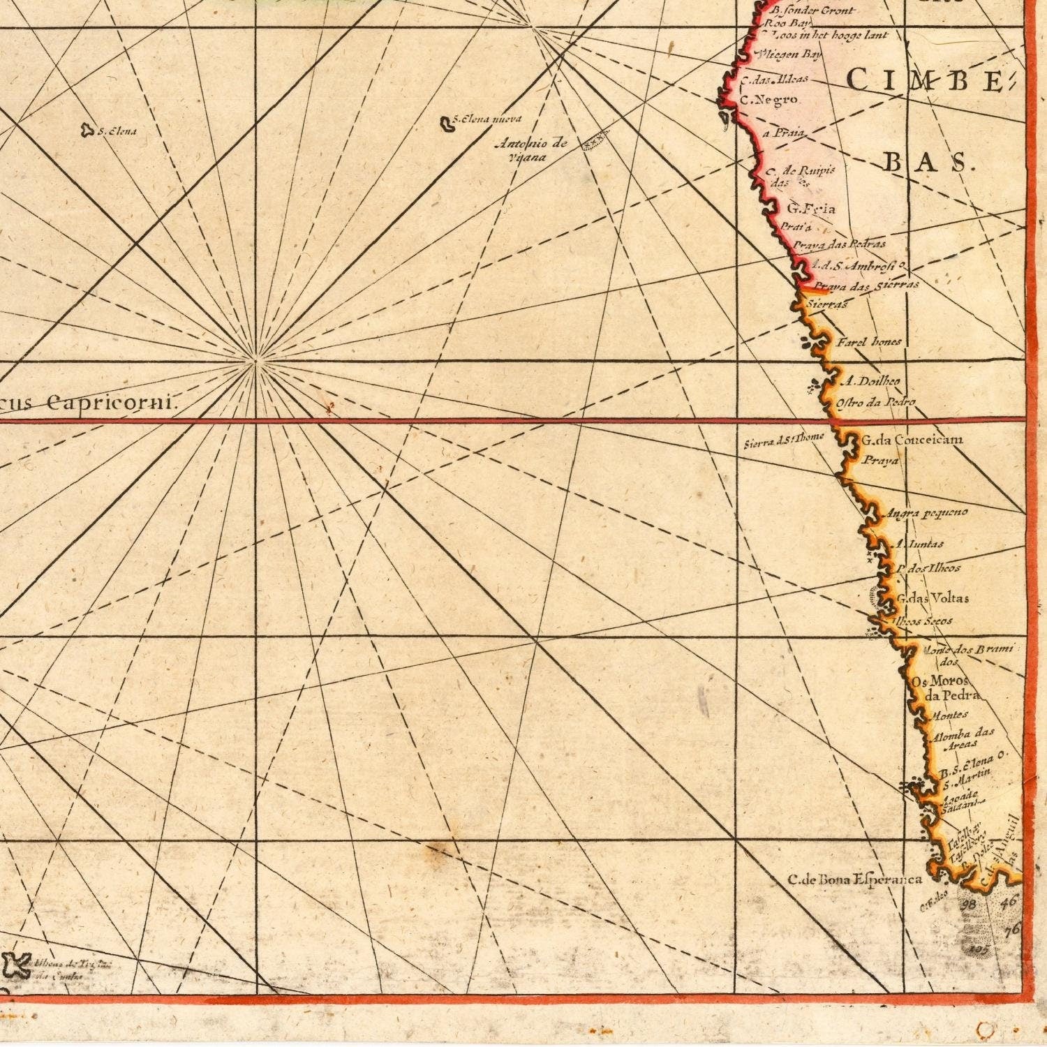 detail of the map from the bottom right corner