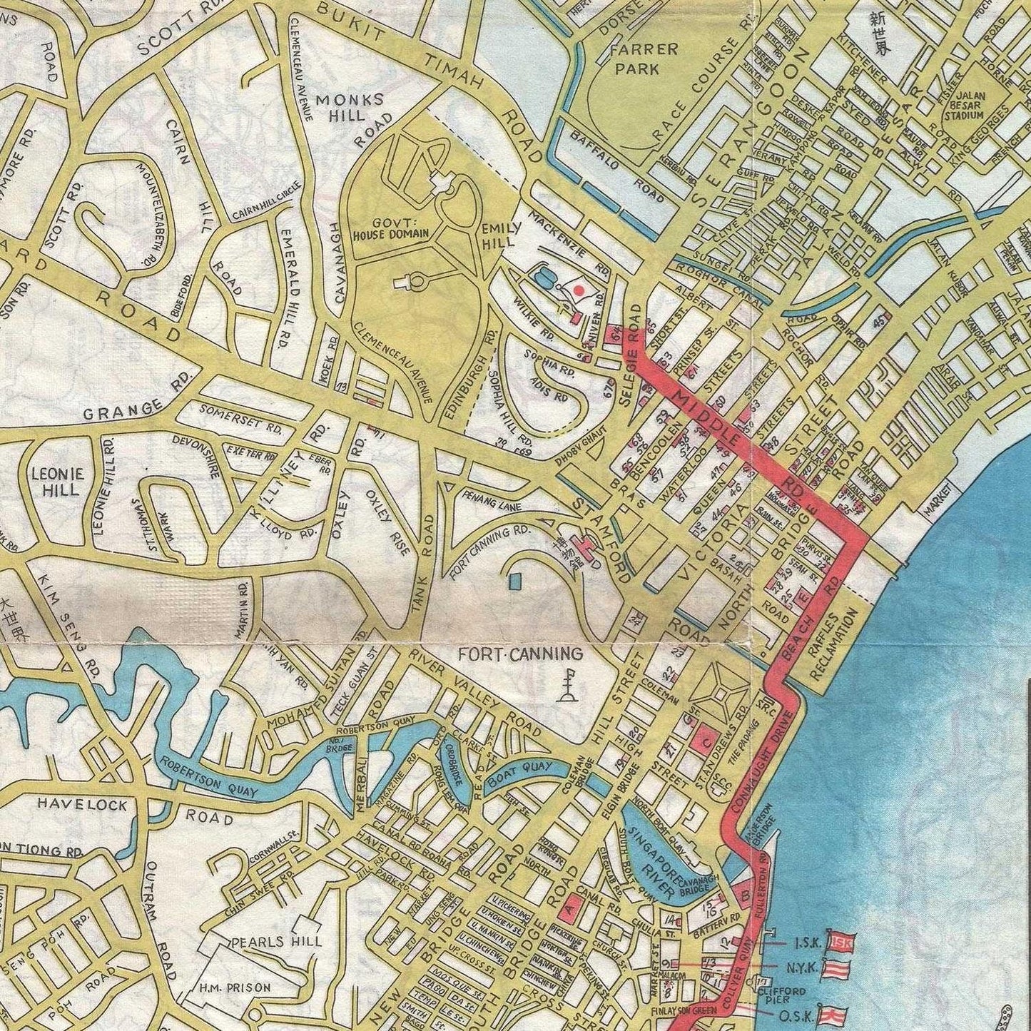 detail of the map from the centre left