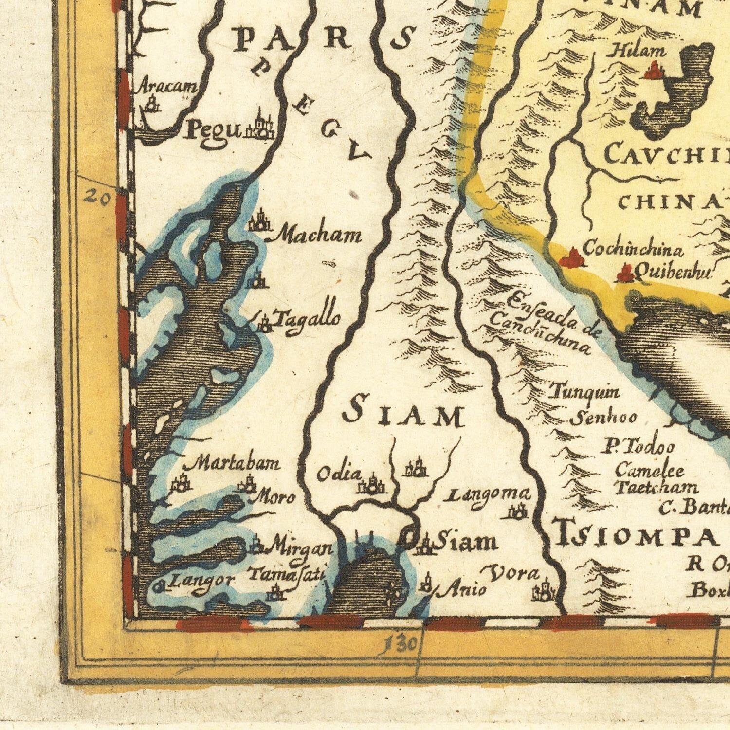 detail of the map from the bottom left corner