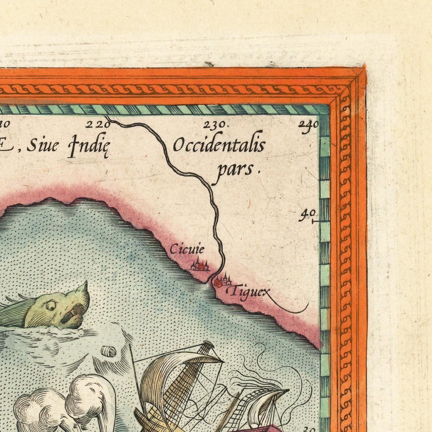 detail of the map from the top right corner