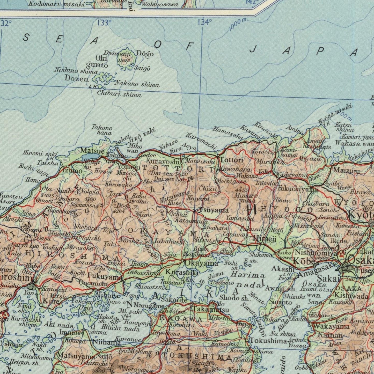 detail of the map from the centre left