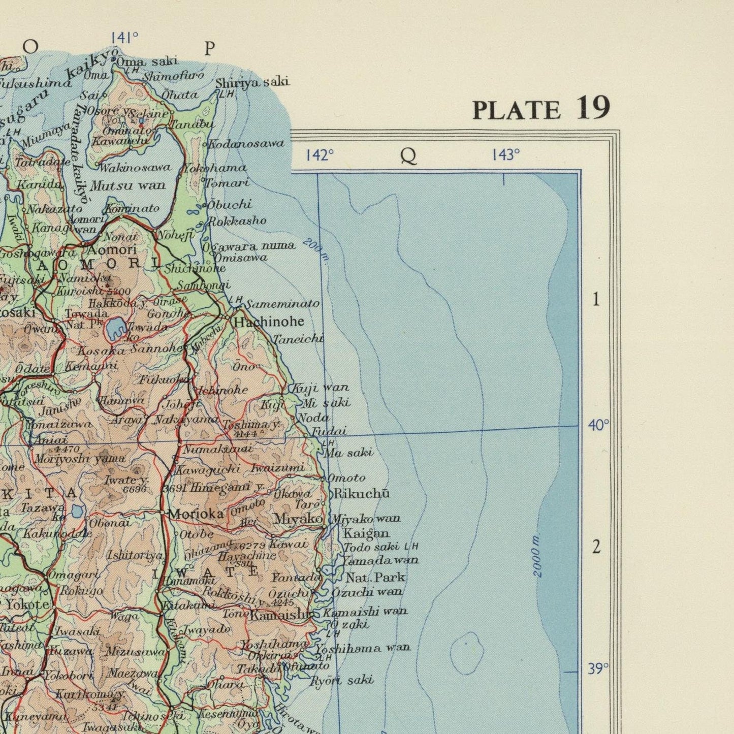 detail of the map from the top right corner