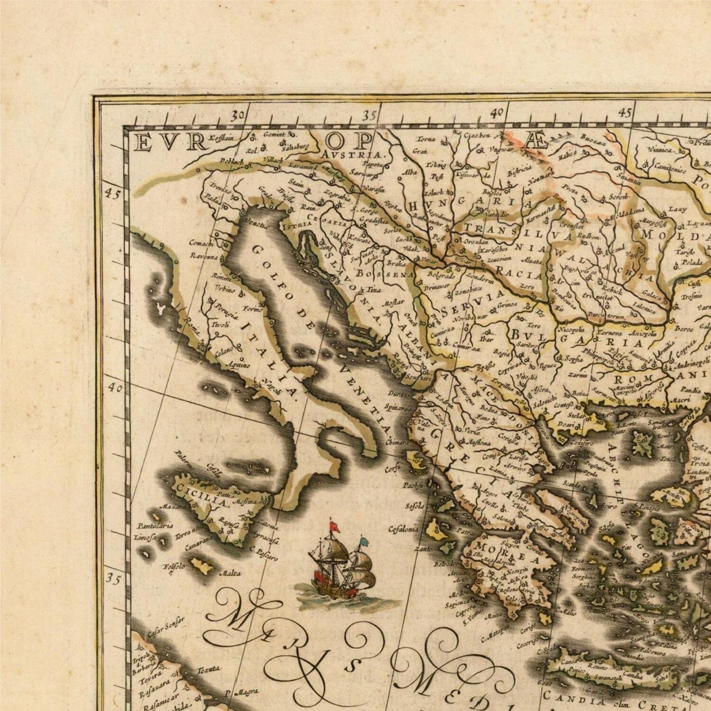 detail of the map from the top left corner