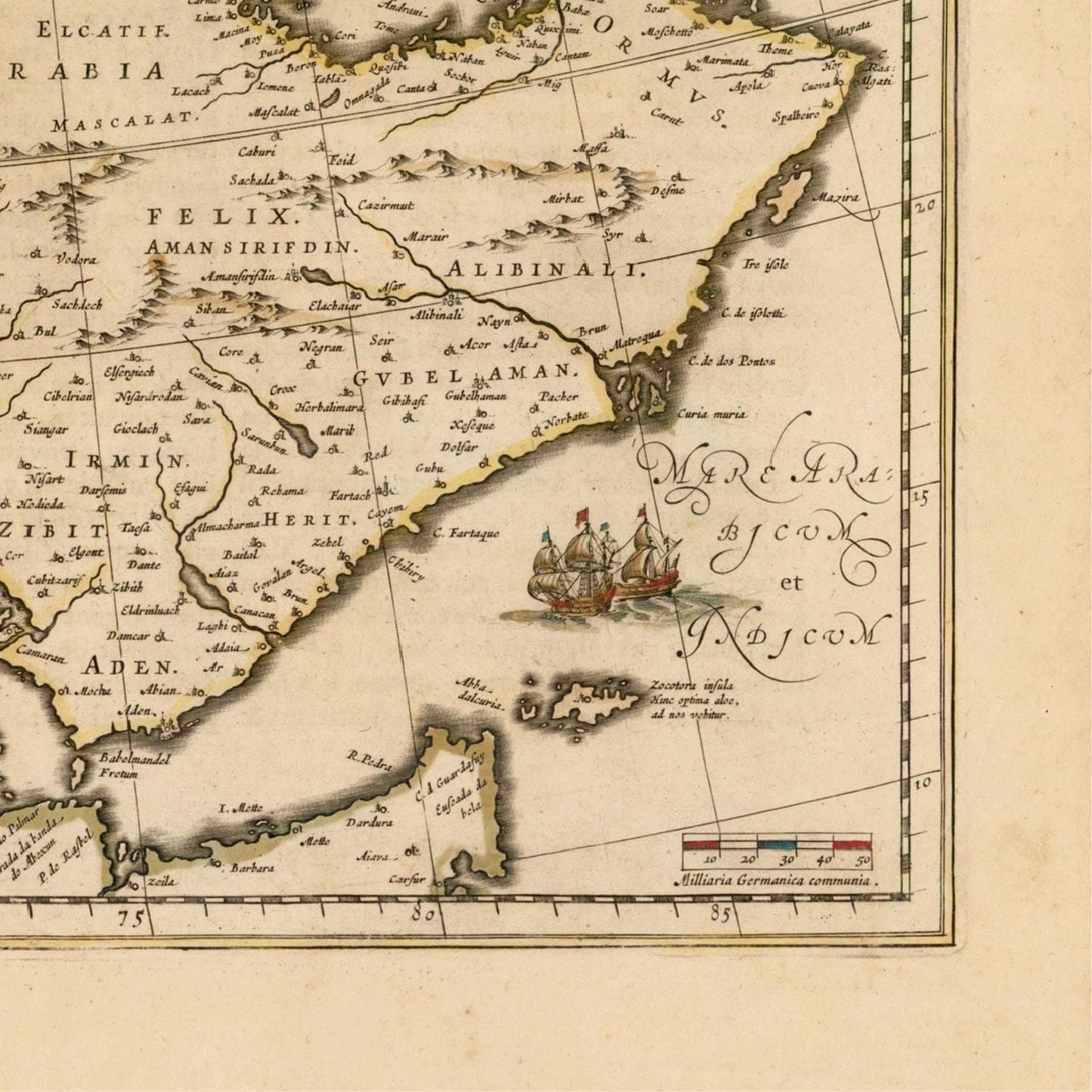 detail of the map from the bottom right corner