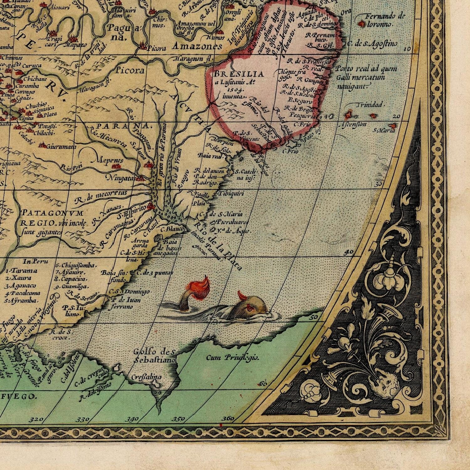 detail of the map from the bottom right corner