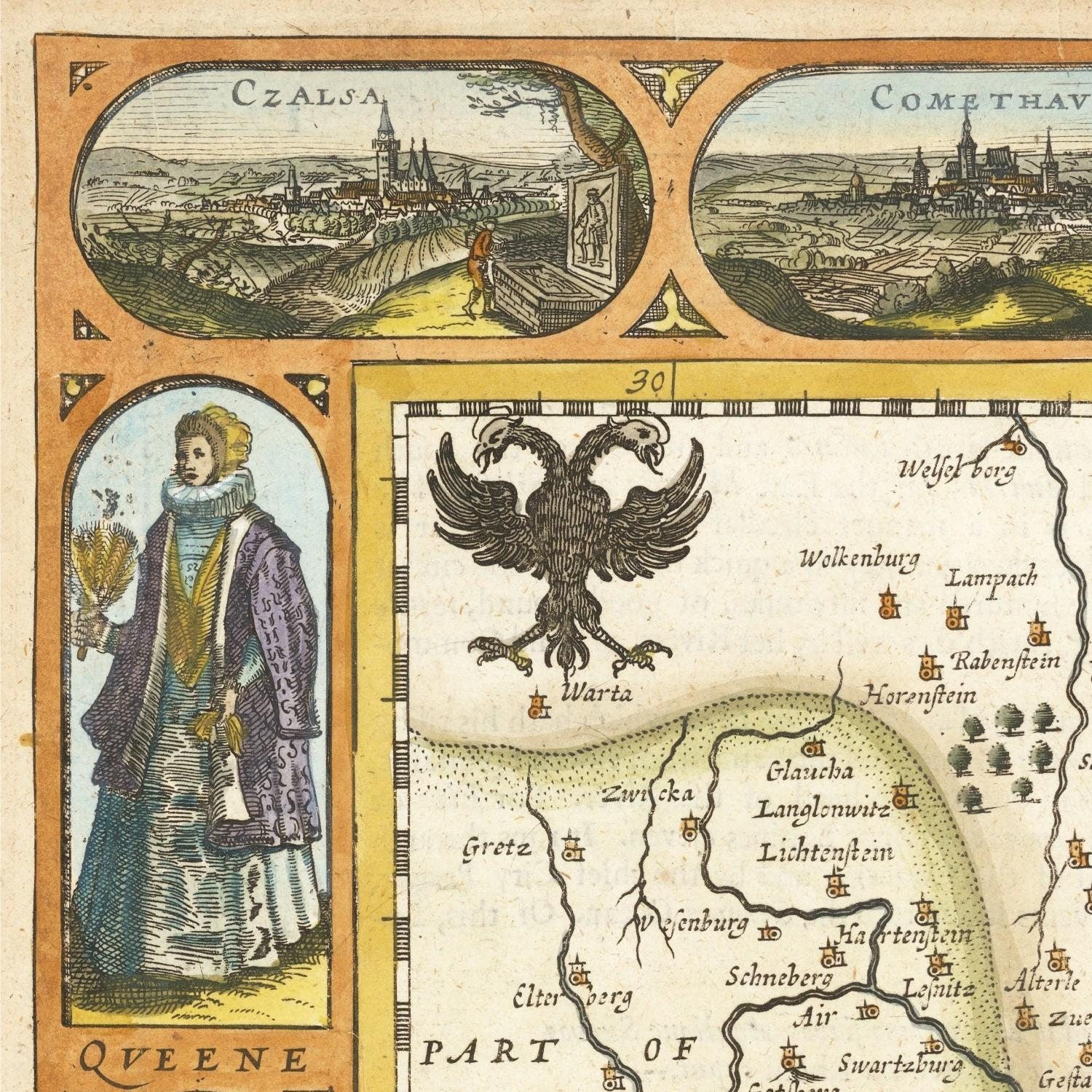 detail of the map from the top left corner