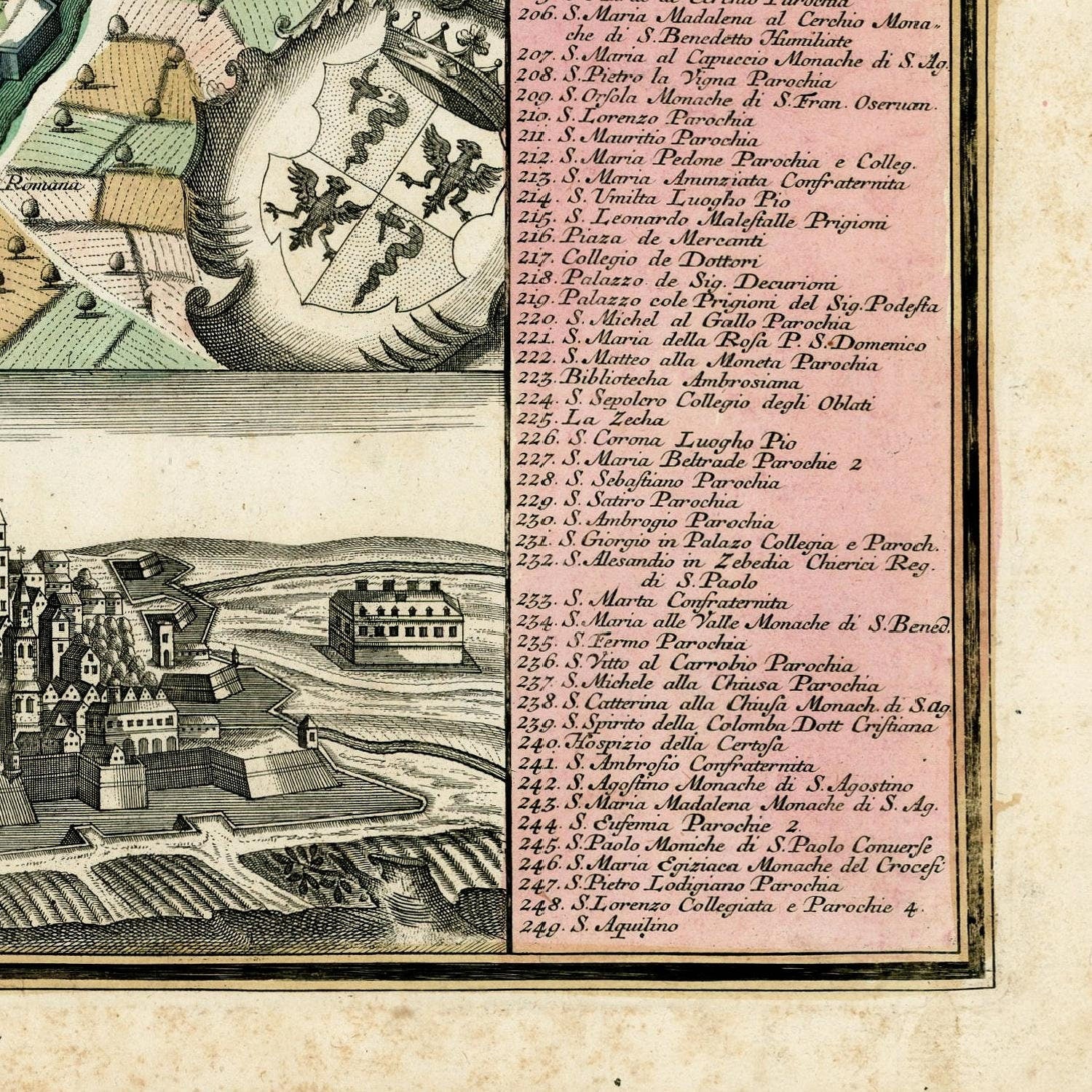 detail of the map from the bottom right corner