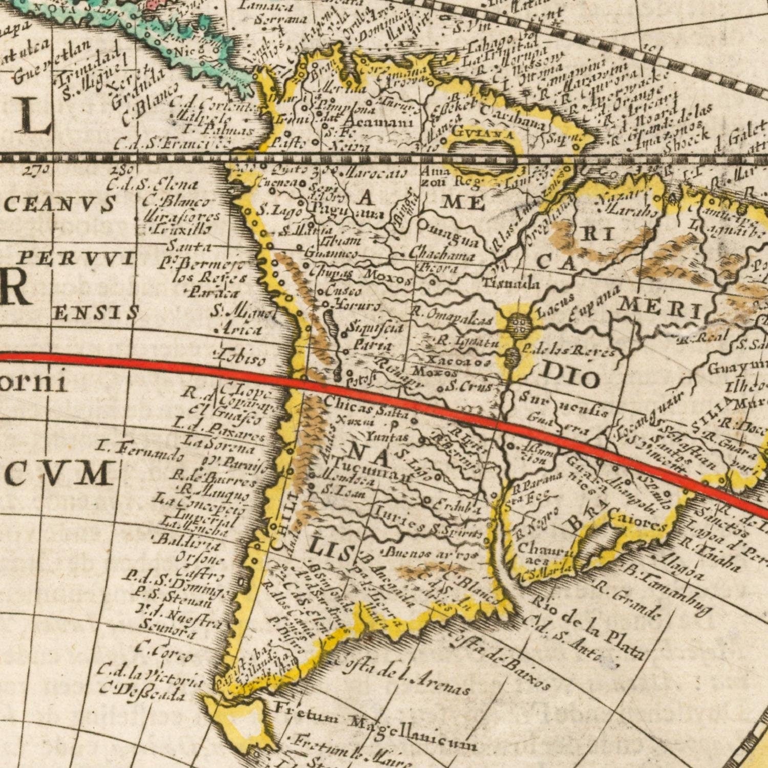 detail of the map from the centre left