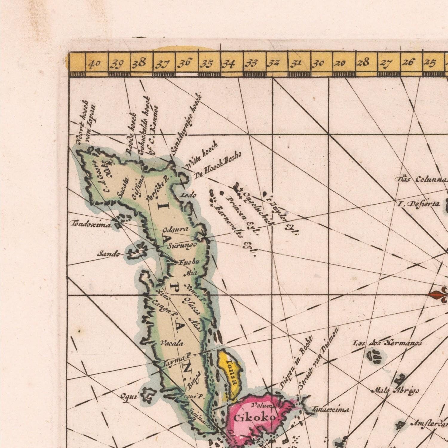 detail of the map from the top left corner