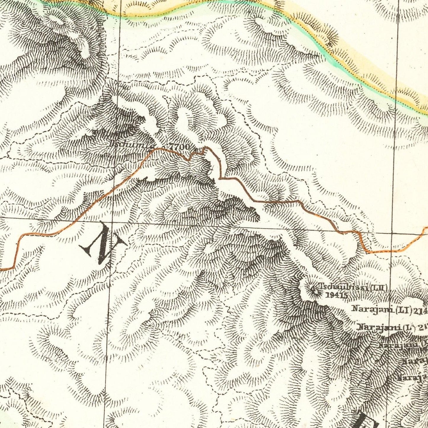 detail of the map from the centre left