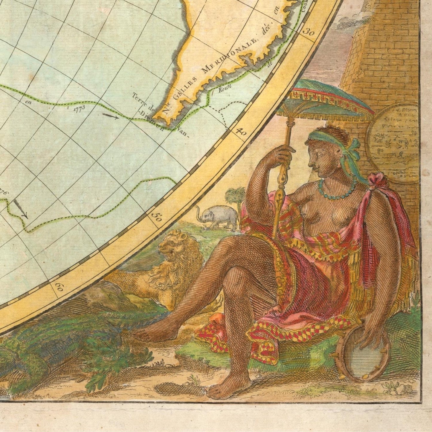 detail of the map from the bottom right corner