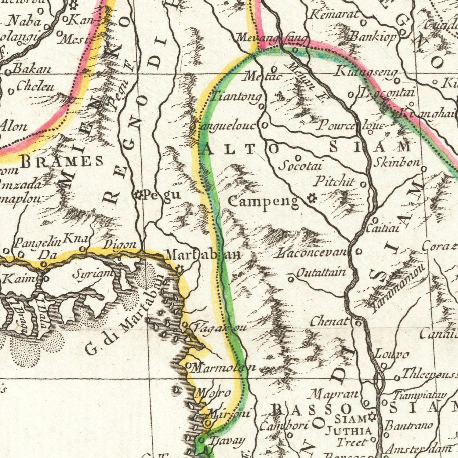 detail of the map from the centre left