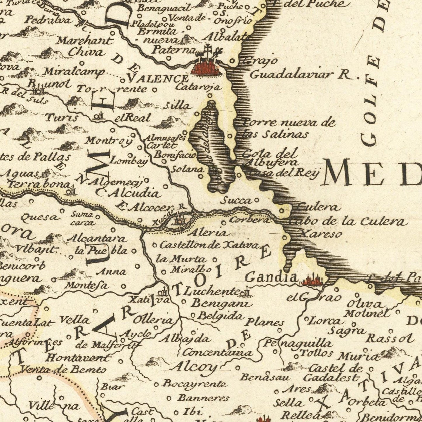 detail of the map from the centre 