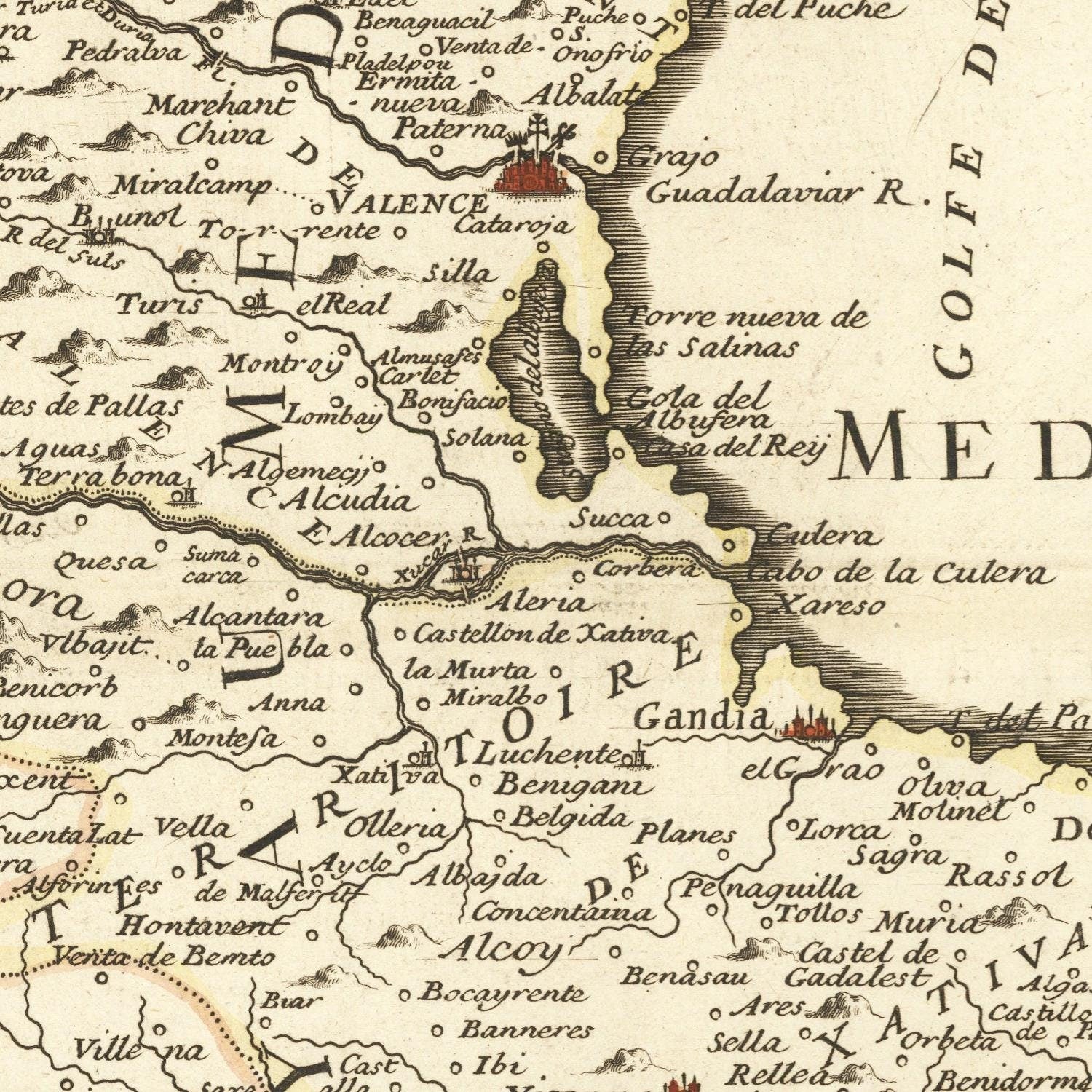detail of the map from the centre 