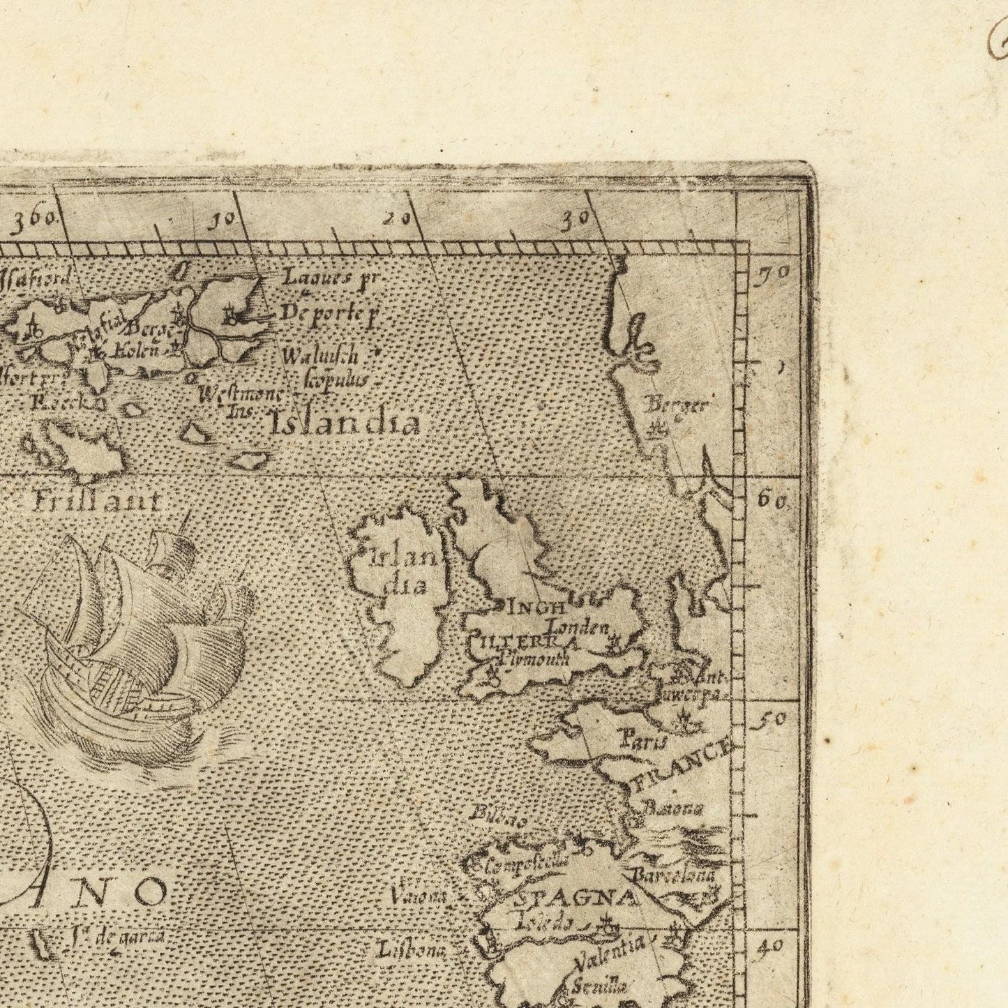 detail of the map from the top right corner