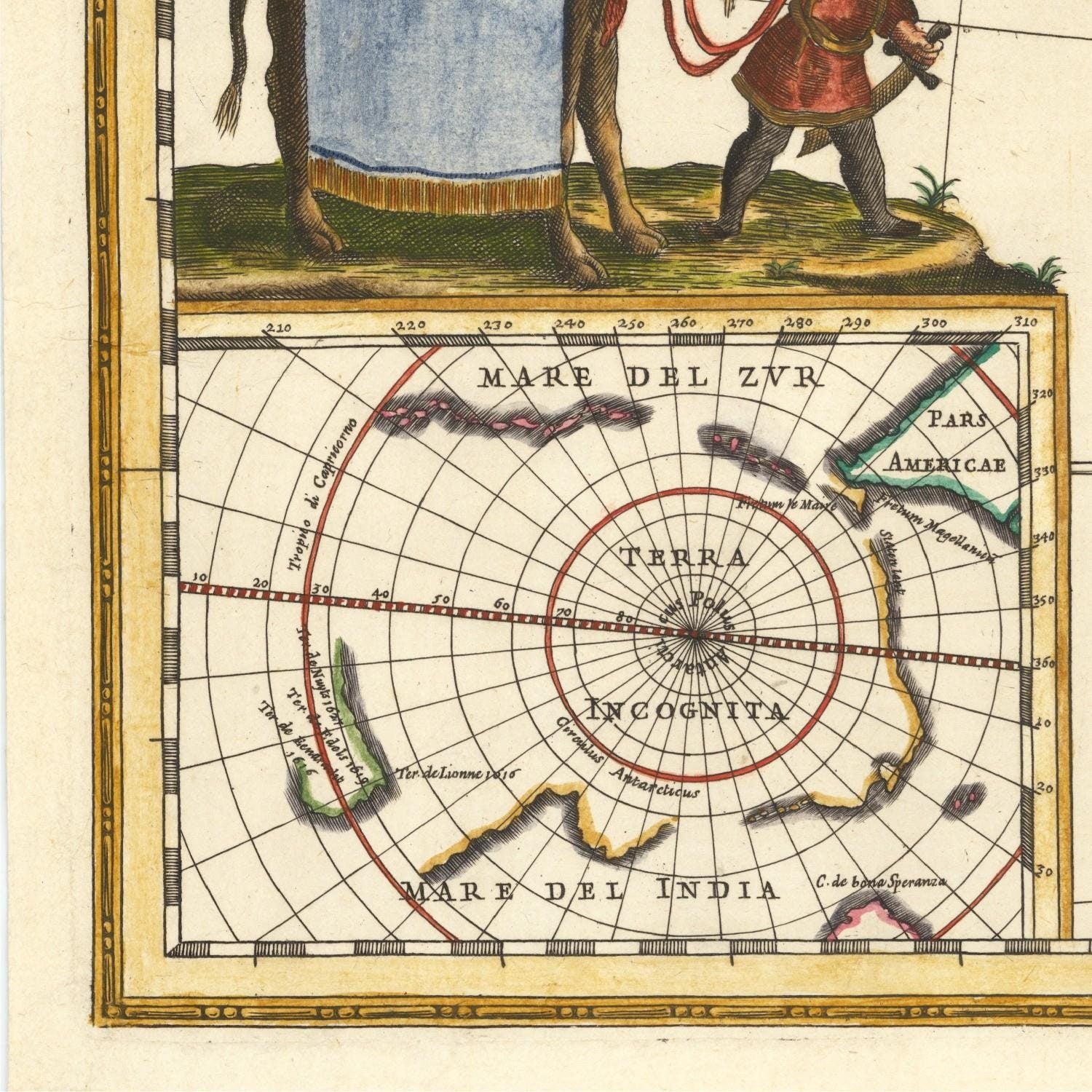 detail of the map from the bottom left corner