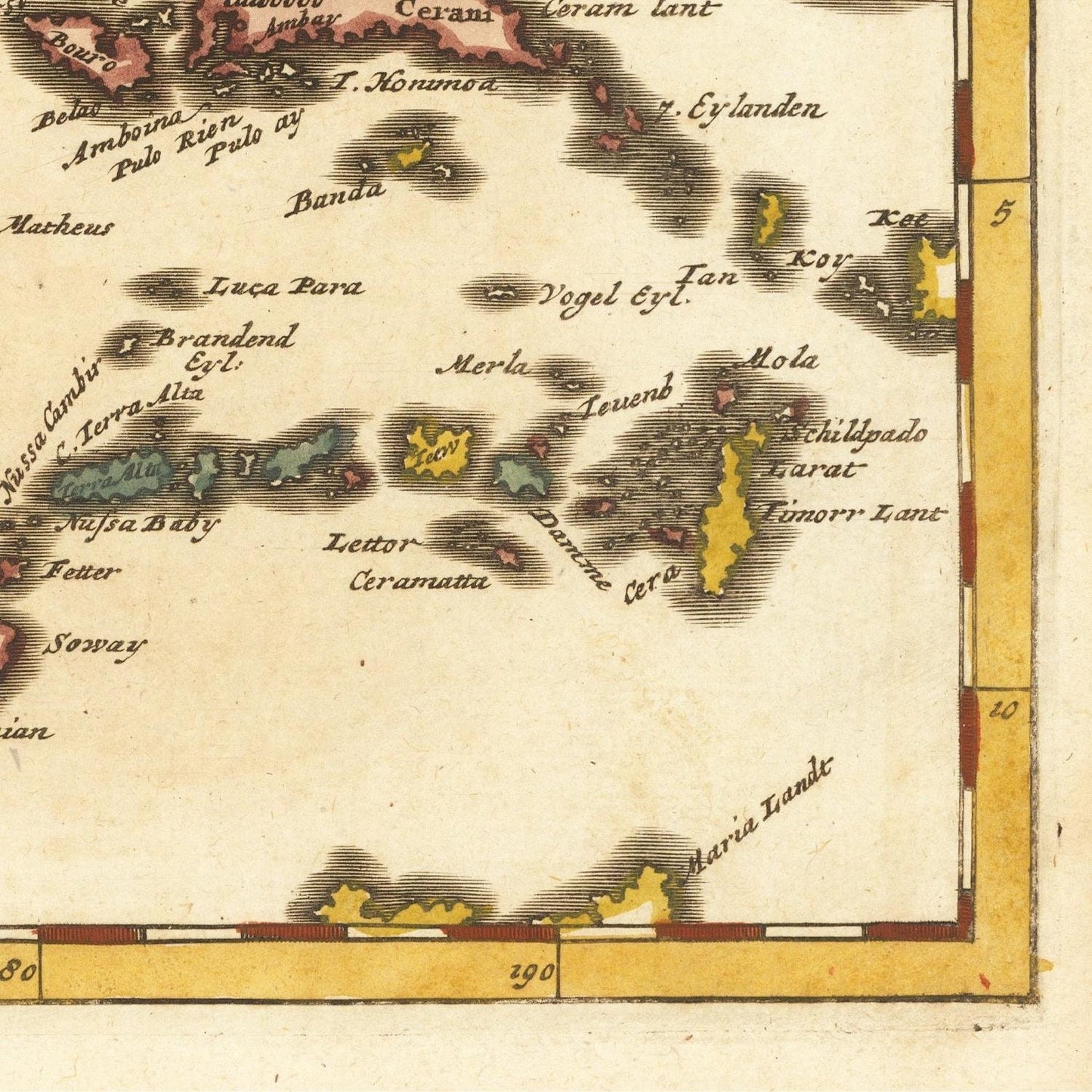 detail of the map from the bottom right corner