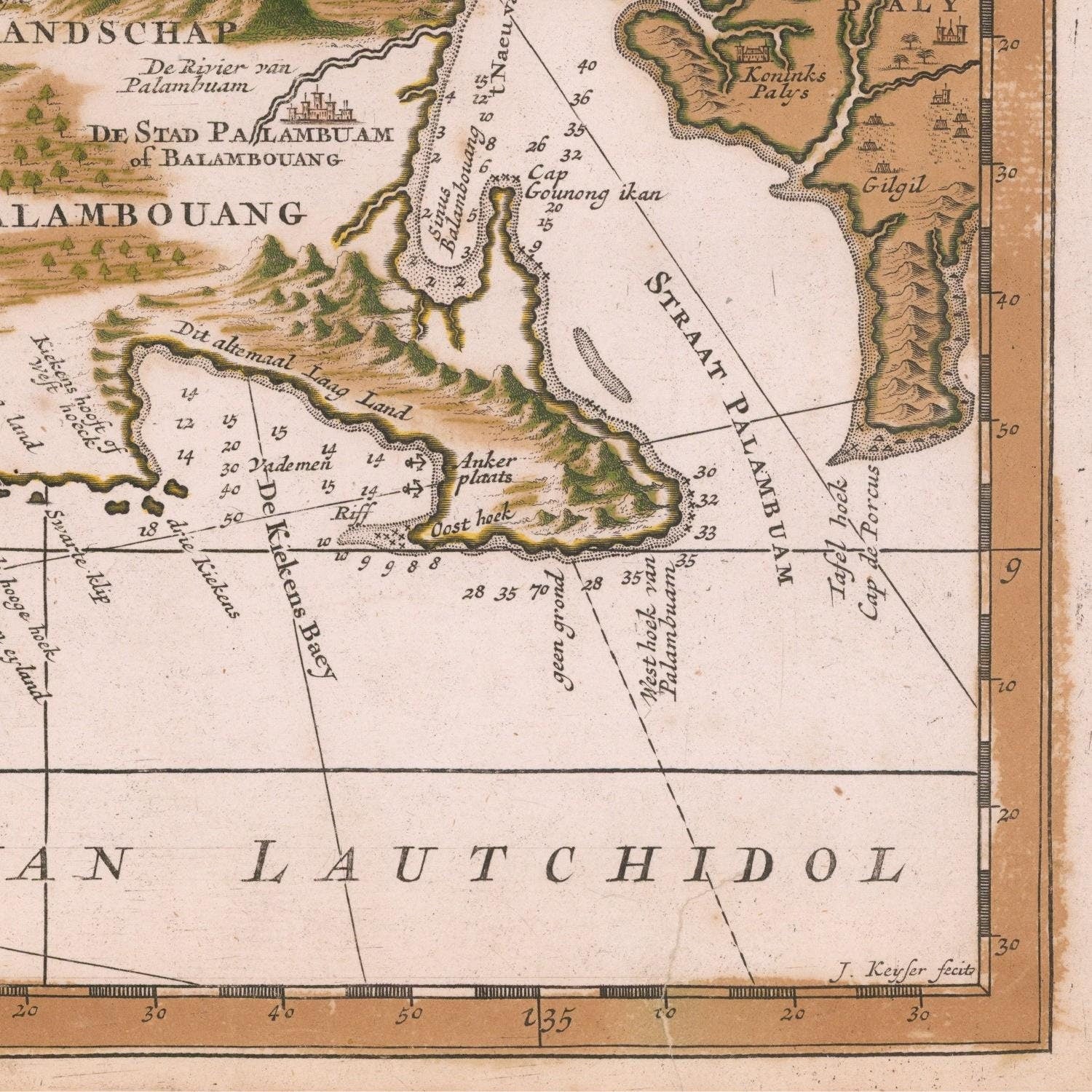 detail of the map from the bottom right corner