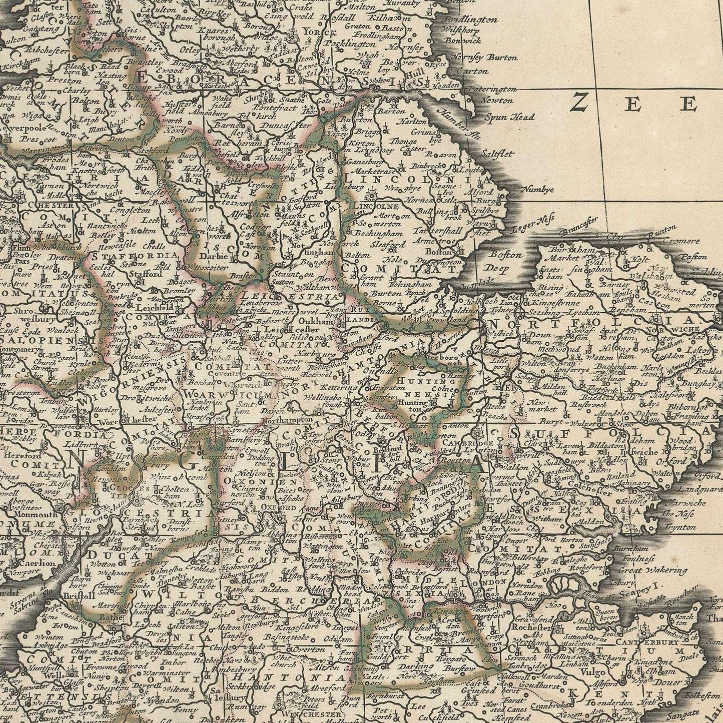 detail of the map from the centre left