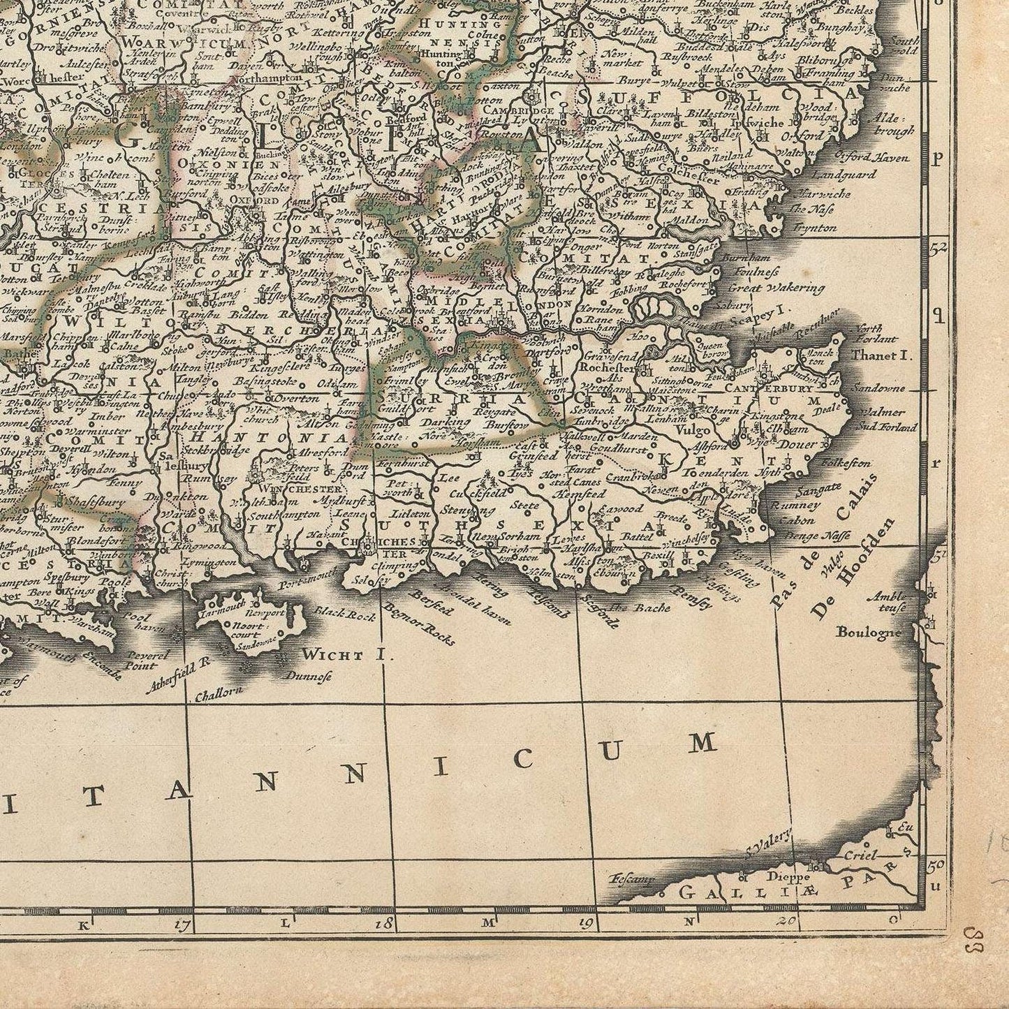 detail of the map from the bottom right corner