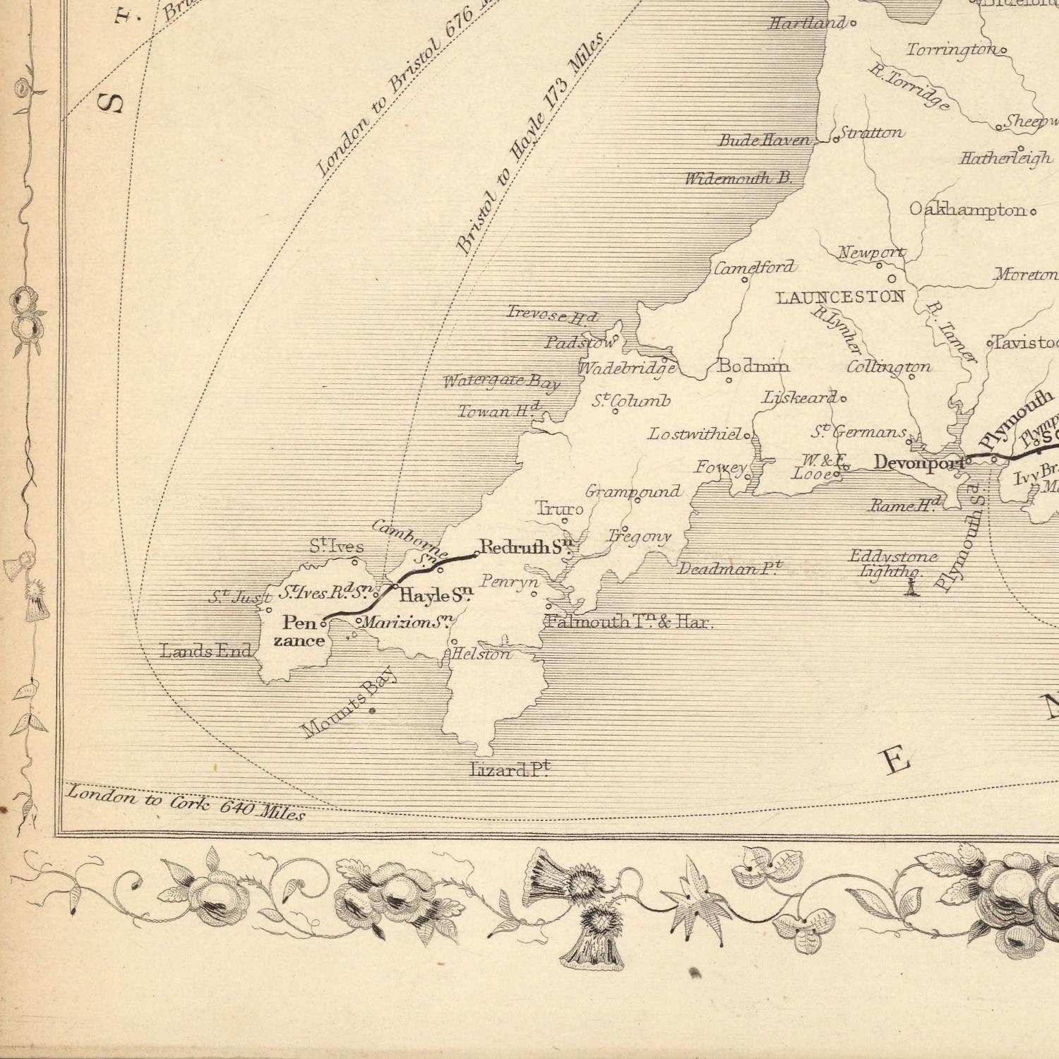 detail of the map from the bottom left corner