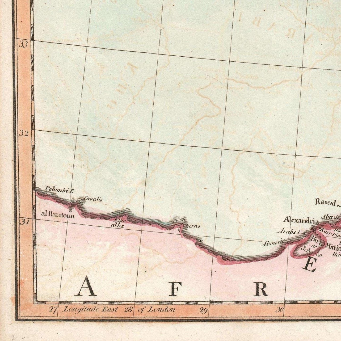 detail of the map from the bottom left corner