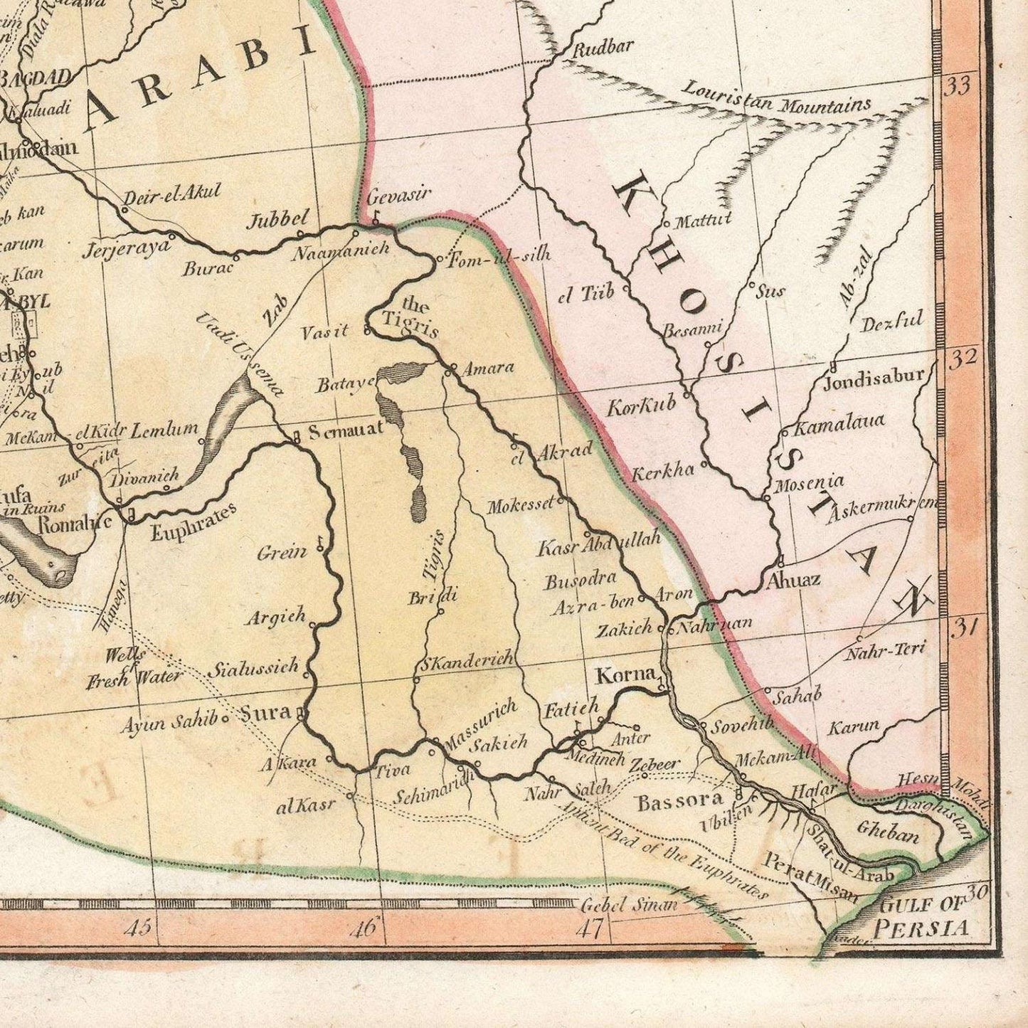 detail of the map from the bottom right corner