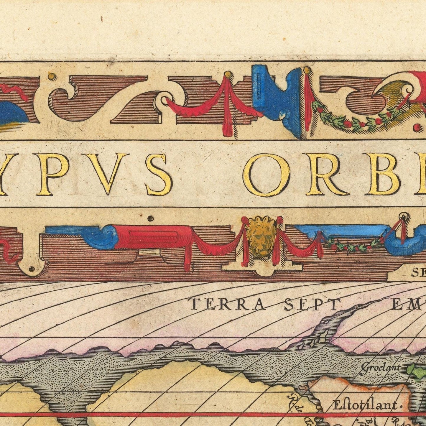 Ancient map of the World, Typus Orbis Terrarum, 1595 (2)