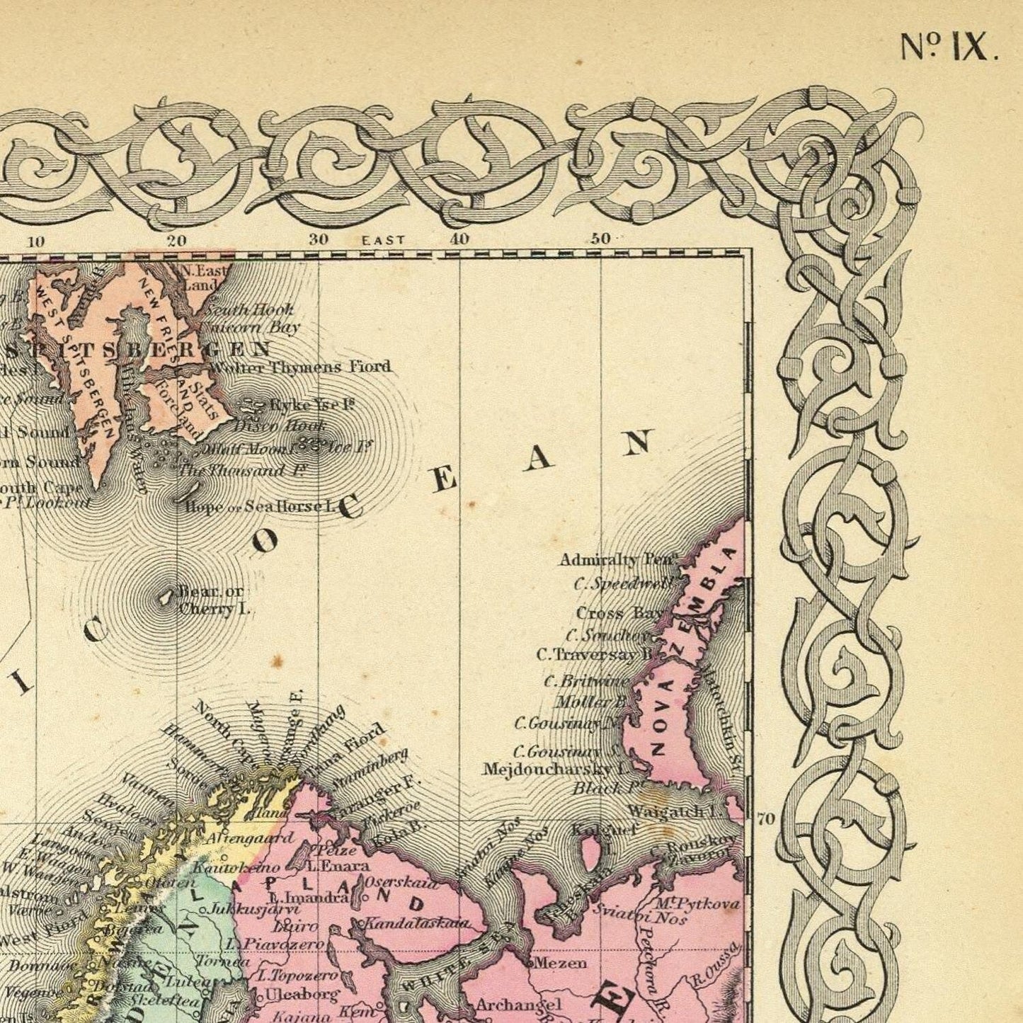 detail of the map from the top right corner