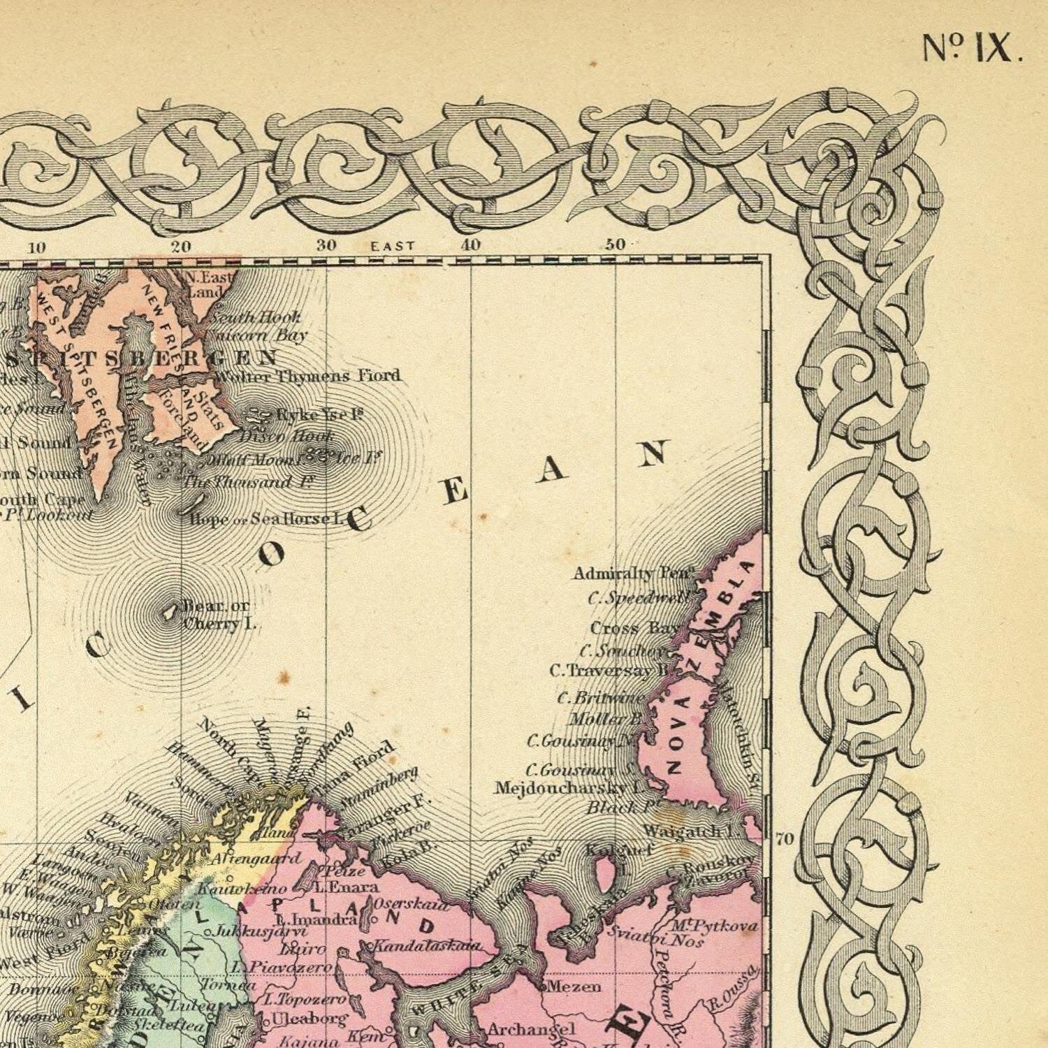 detail of the map from the top right corner