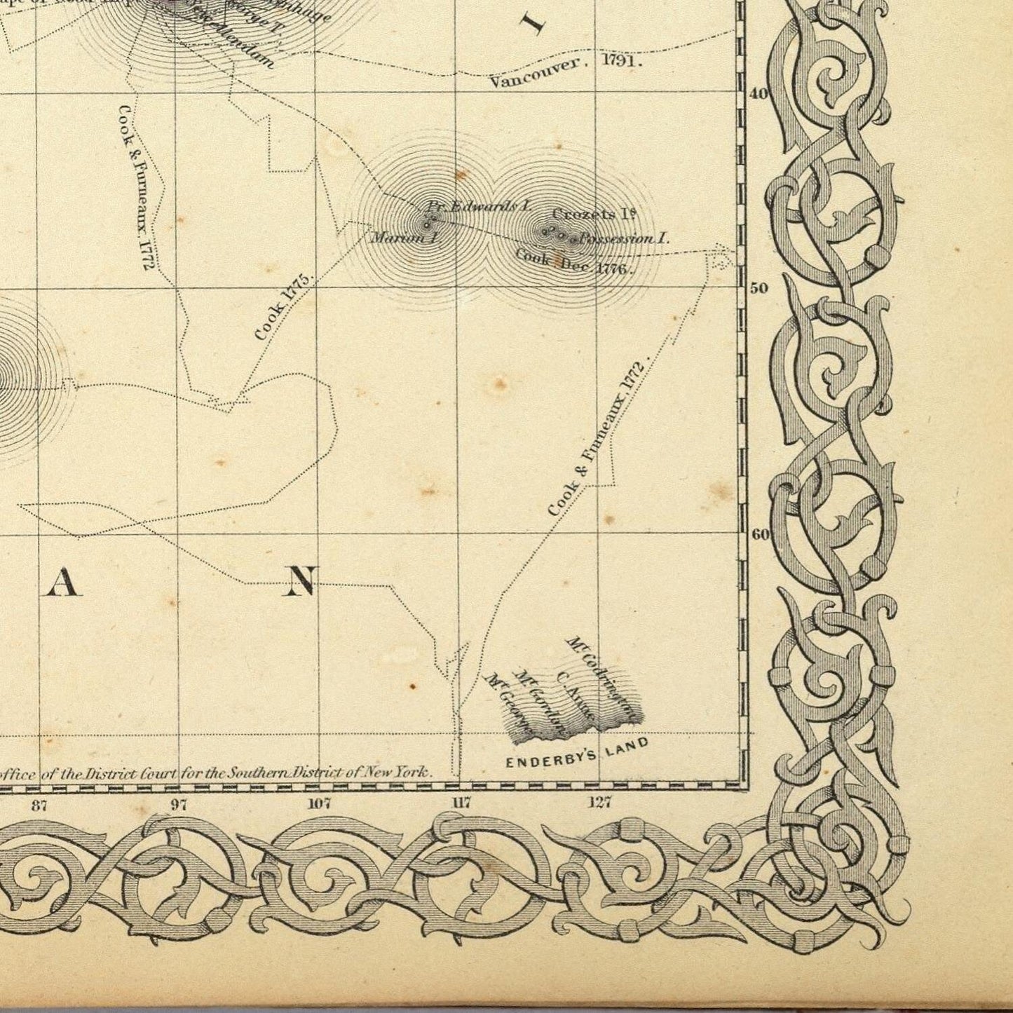 detail of the map from the bottom right corner