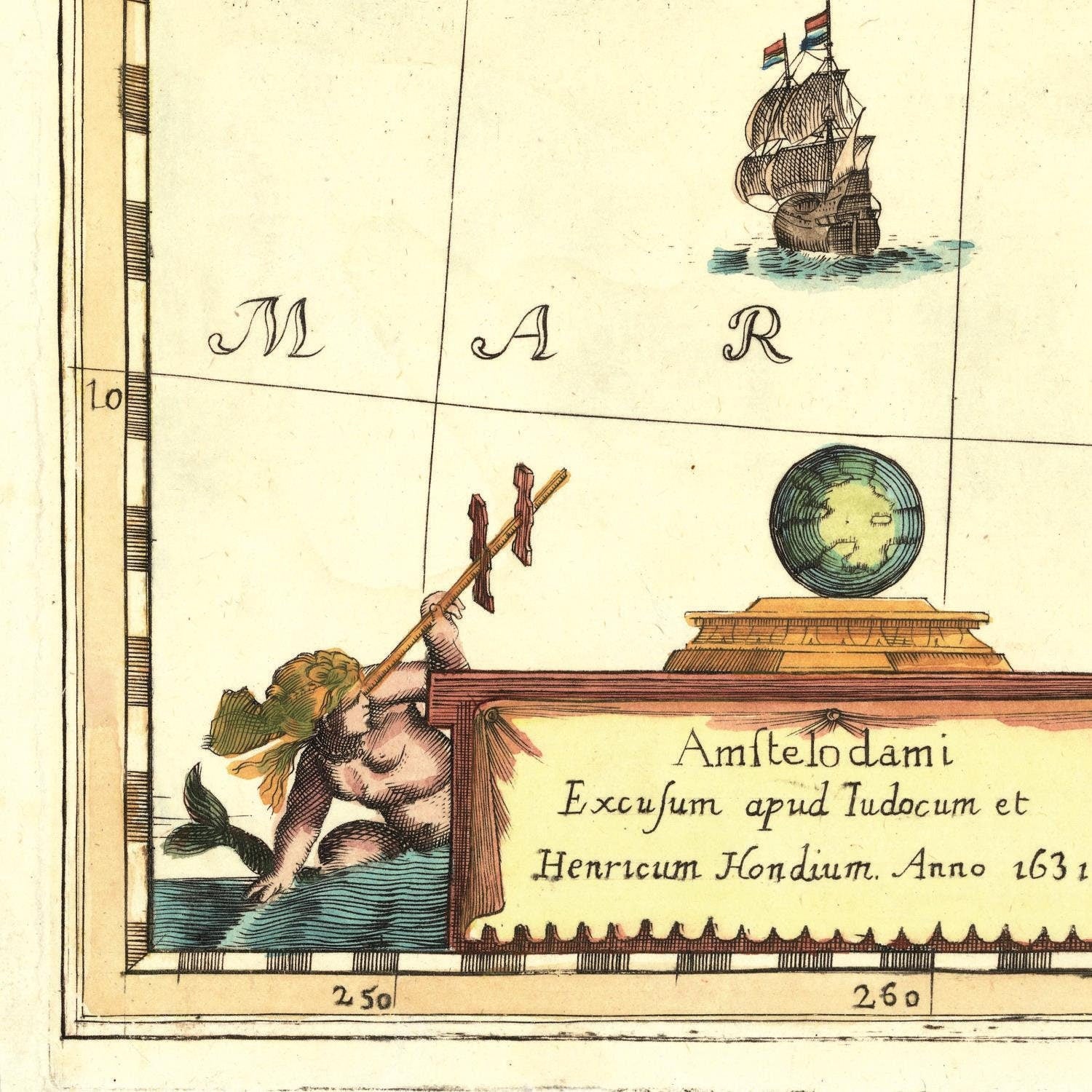 detail of the map from the bottom left corner