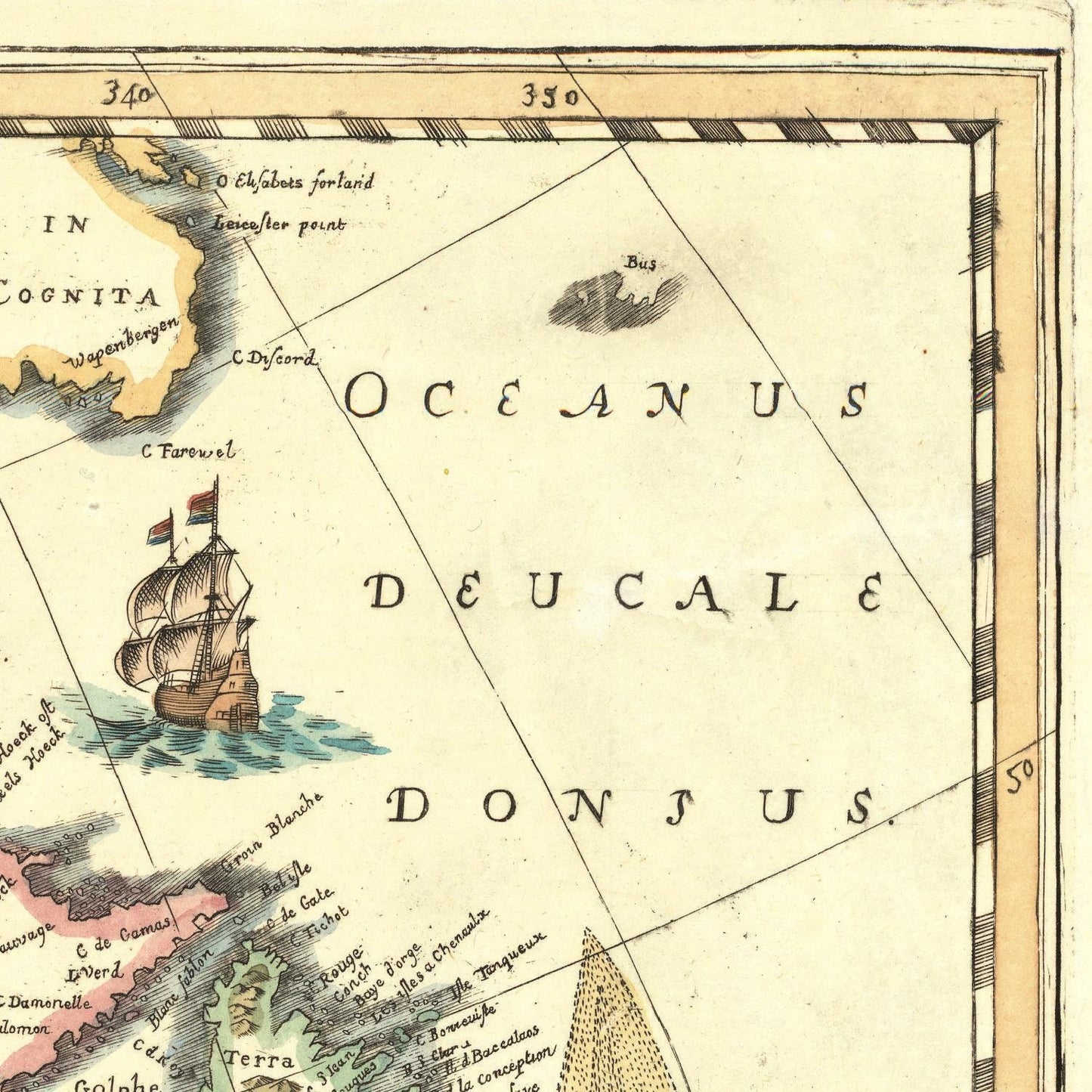 detail of the map from the top right corner