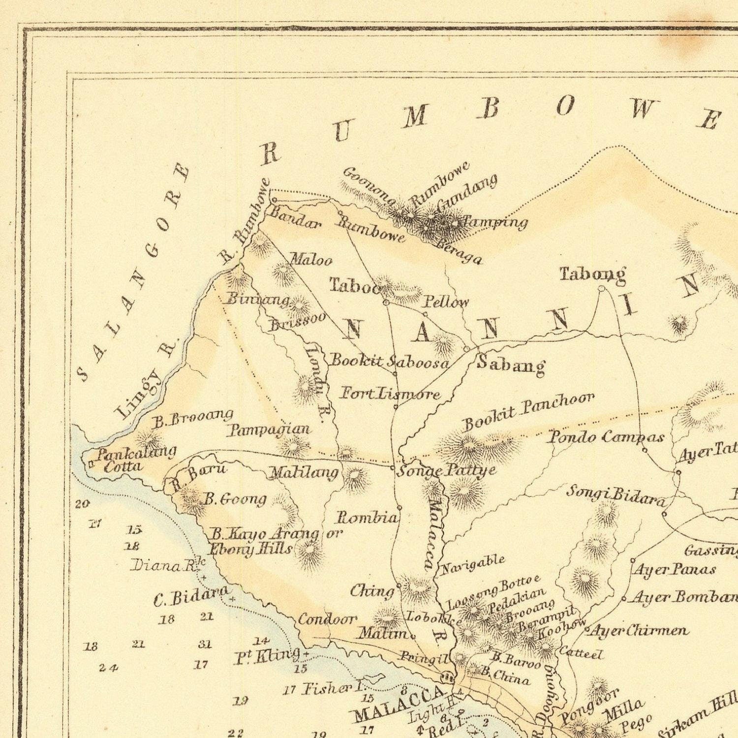 detail of the map from the top left corner