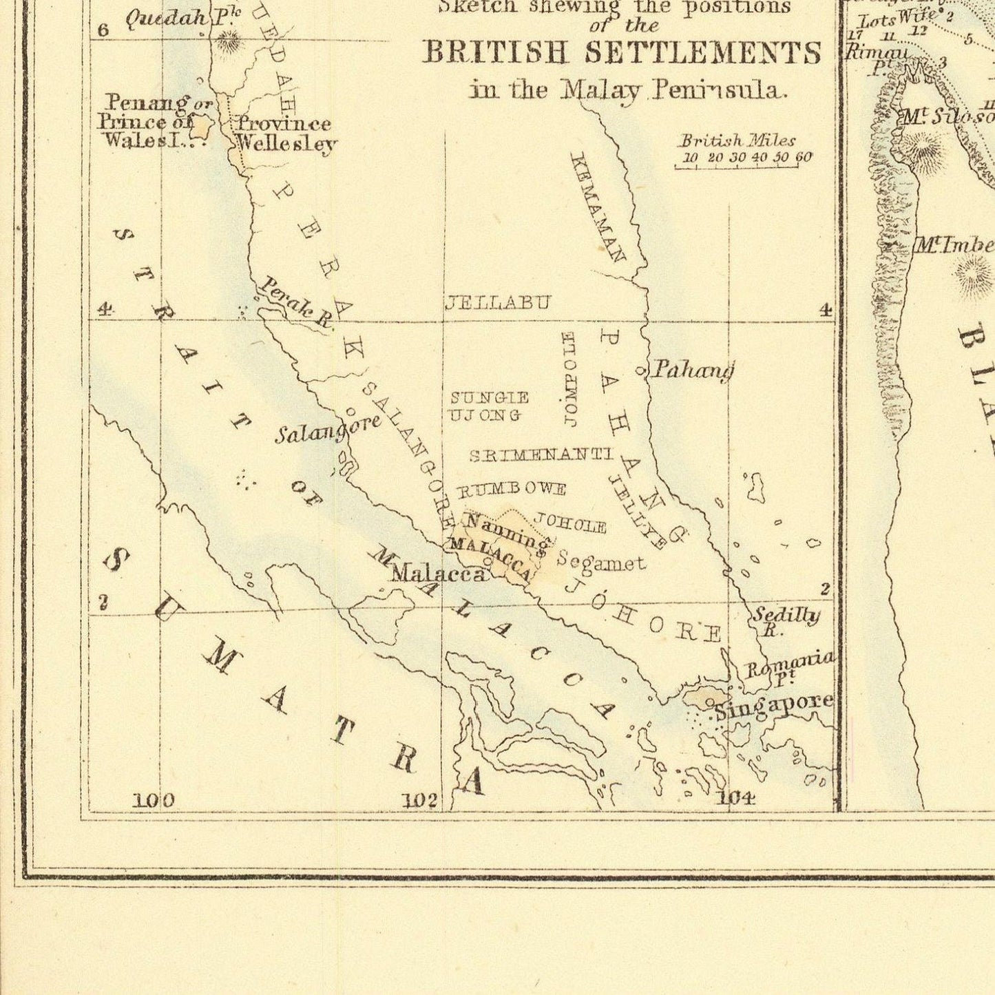 detail of the map from the bottom left corner