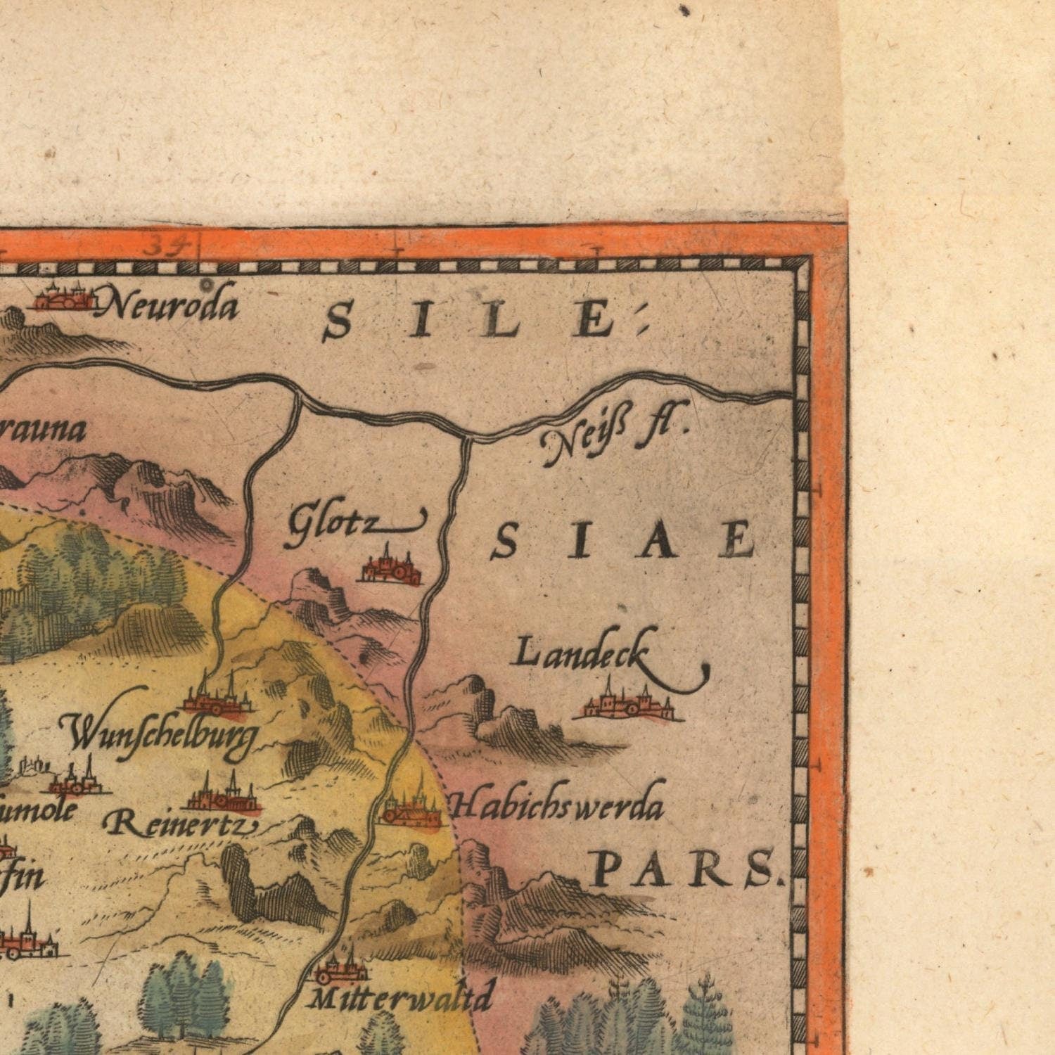 detail of the map from the top right corner