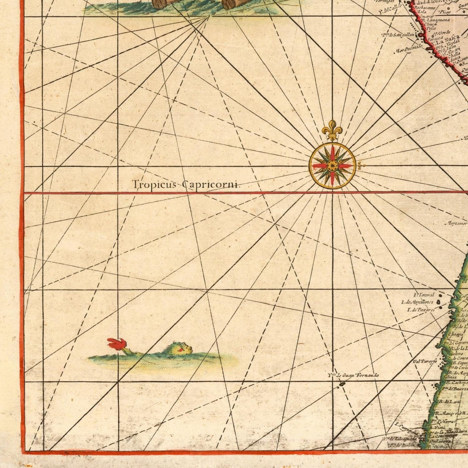 detail of the map from the bottom left corner