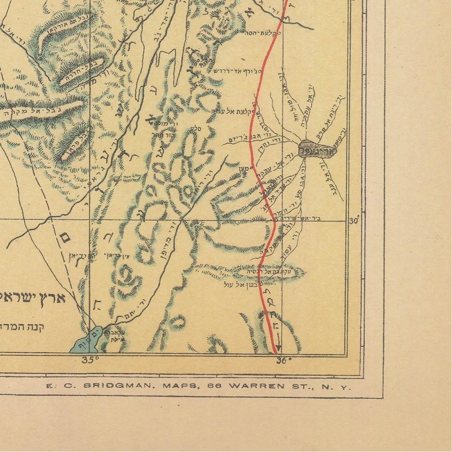 detail of the map from the bottom right corner