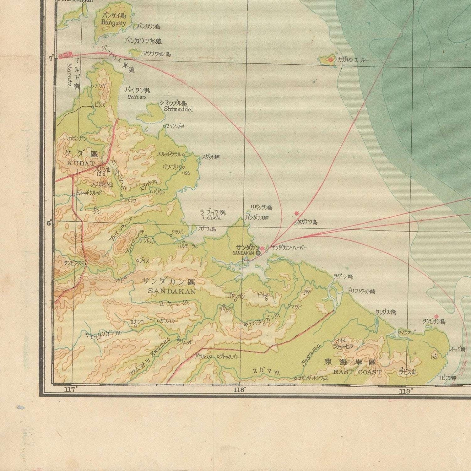 detail of the map from the bottom left corner