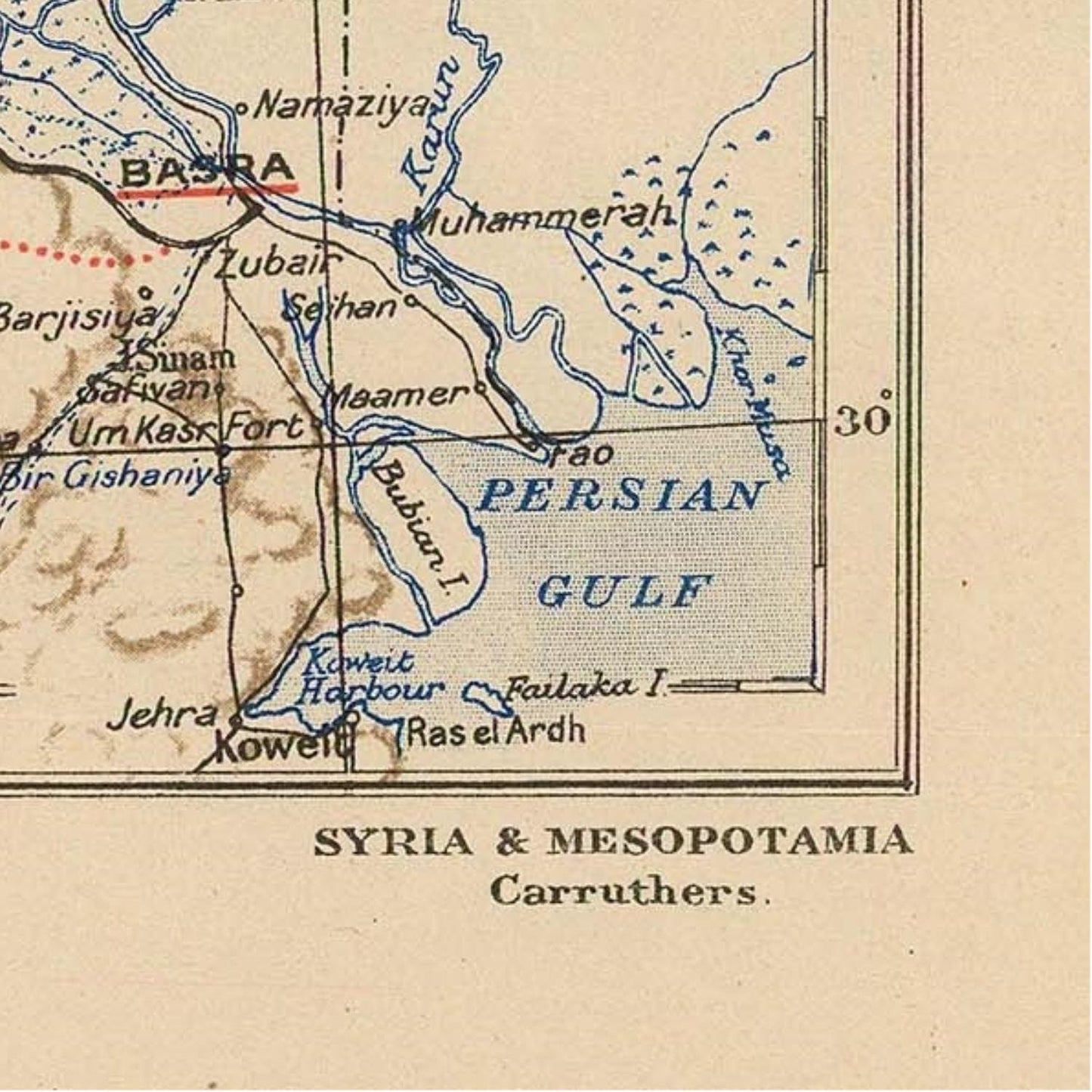 detail of the map from the bottom right corner