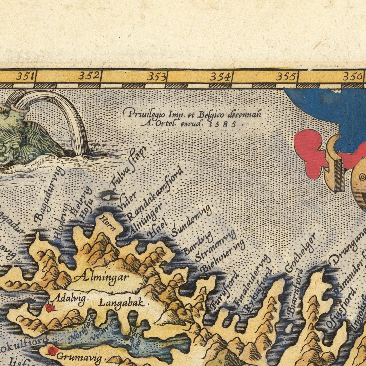 detail of the map from the centre left