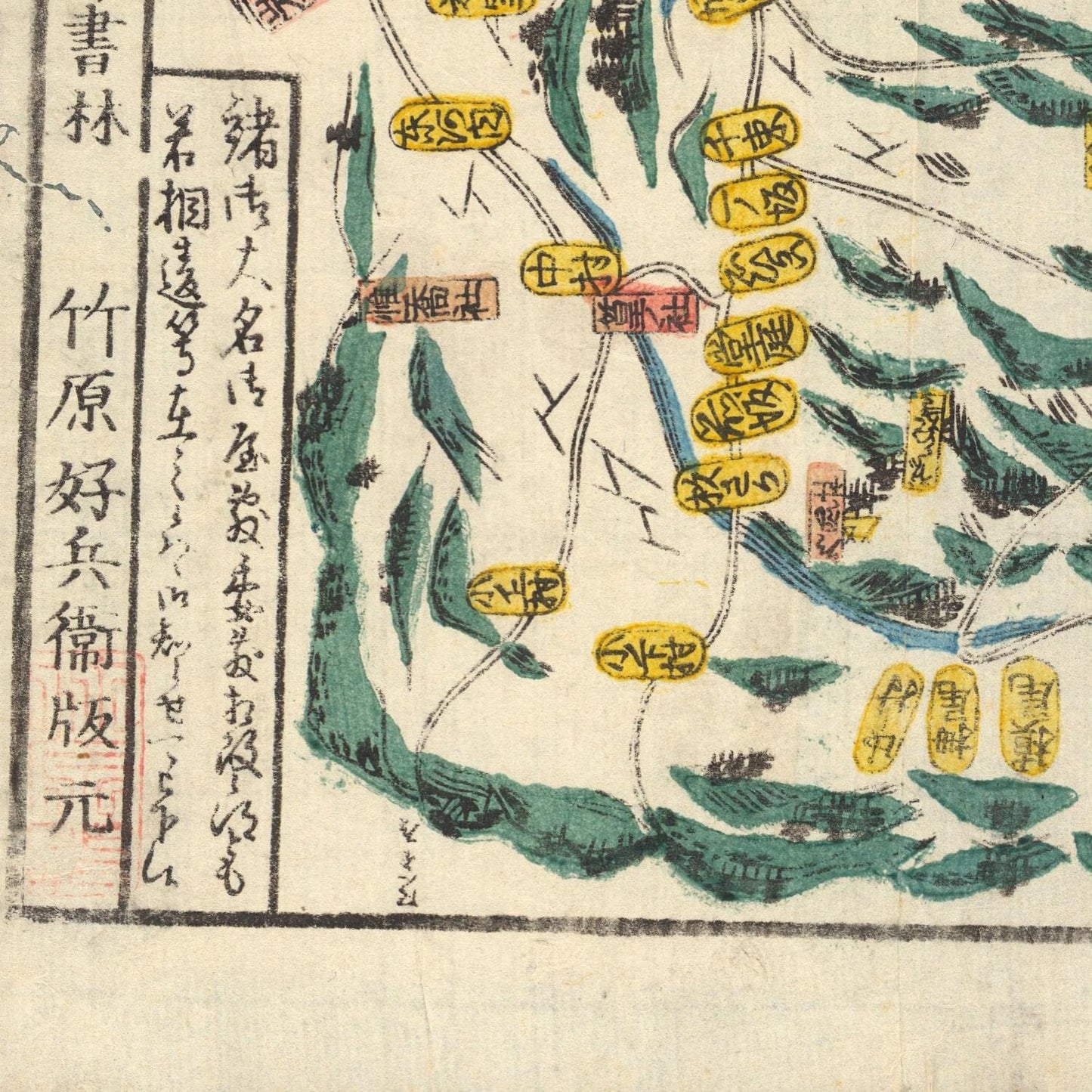 detail of the map from the bottom left corner